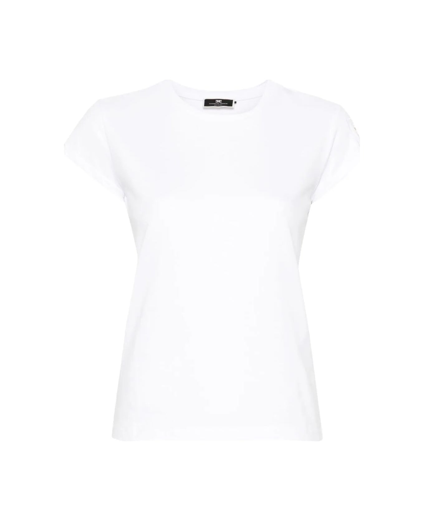 Elisabetta Franchi Short Sleeves Logo T-shirt - Chalk Tシャツ