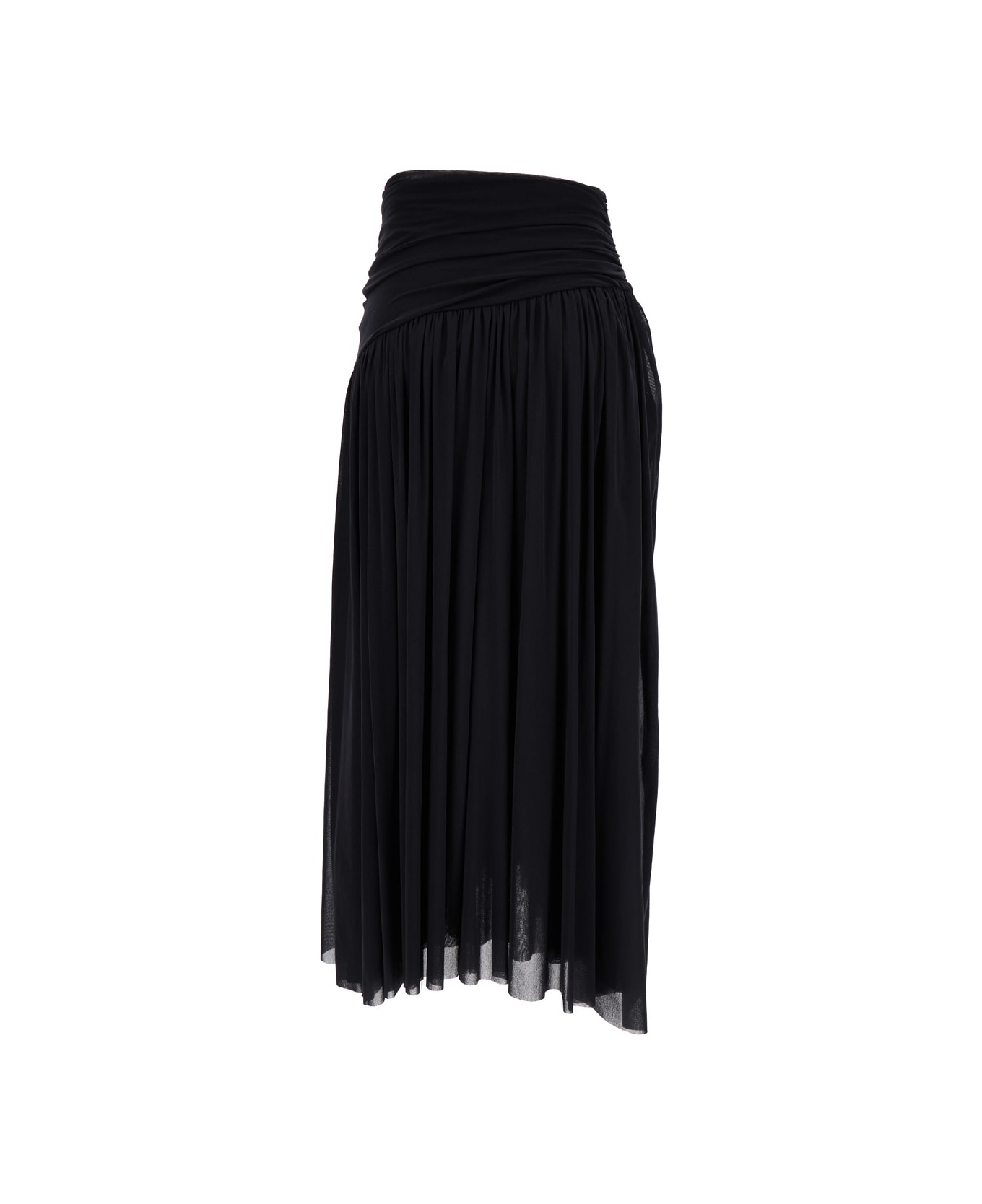 Philosophy di Lorenzo Serafini Black Longuette Pleated Skirt In Polyamide Jersey Woman - Black
