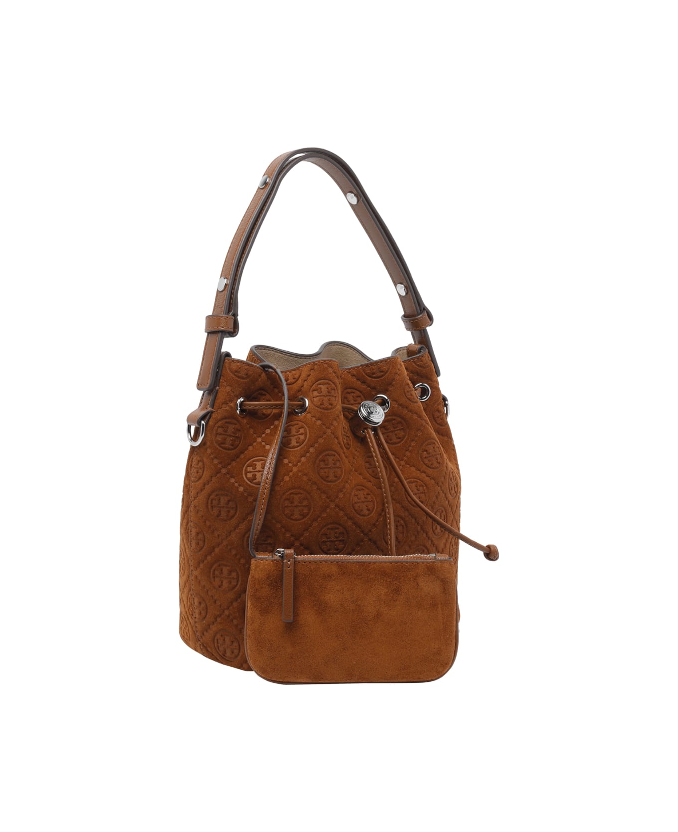 Tory Burch T Monogram Bucket Bag - BROWN