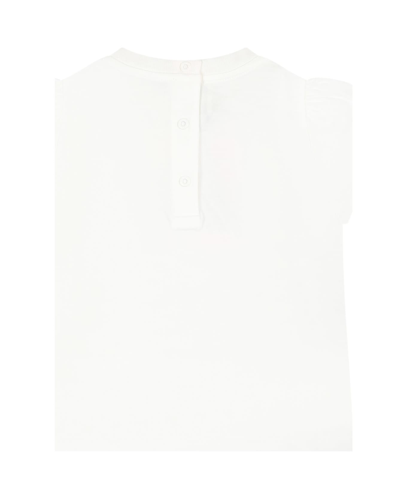Fendi White T-shirt For Baby Girl With Iconic Ff - White