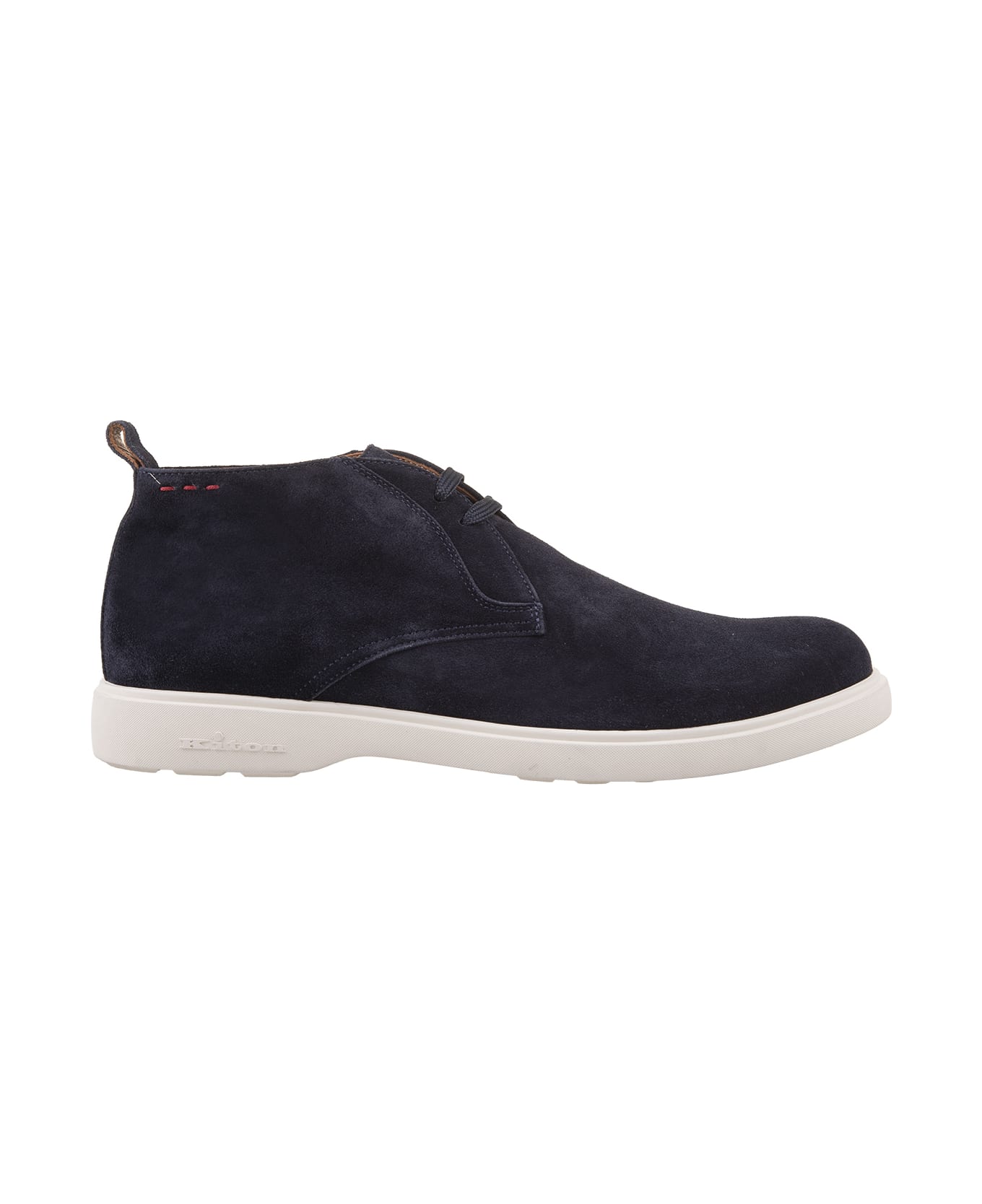 Kiton Blue Suede Laced Leather Ankle Boots - Blue