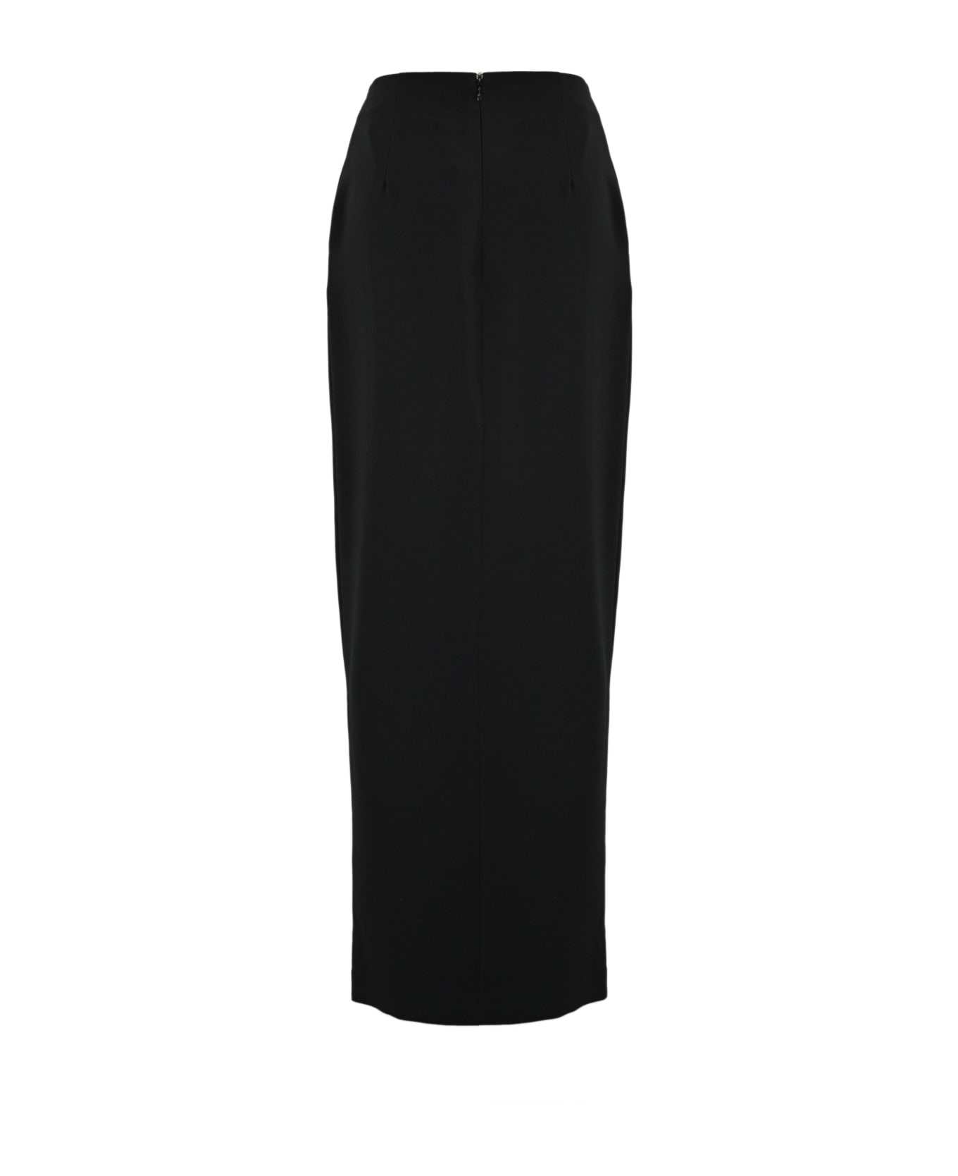 Elisabetta Franchi Long Skirt In Light Crepe With Slit - Black
