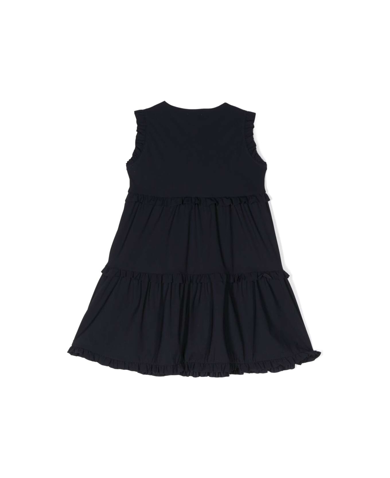 Il Gufo Blue Sleeveless Dress With Contrasting Logo Embroidery In Stretch Polyamide Grl - Blu ワンピース＆ドレス