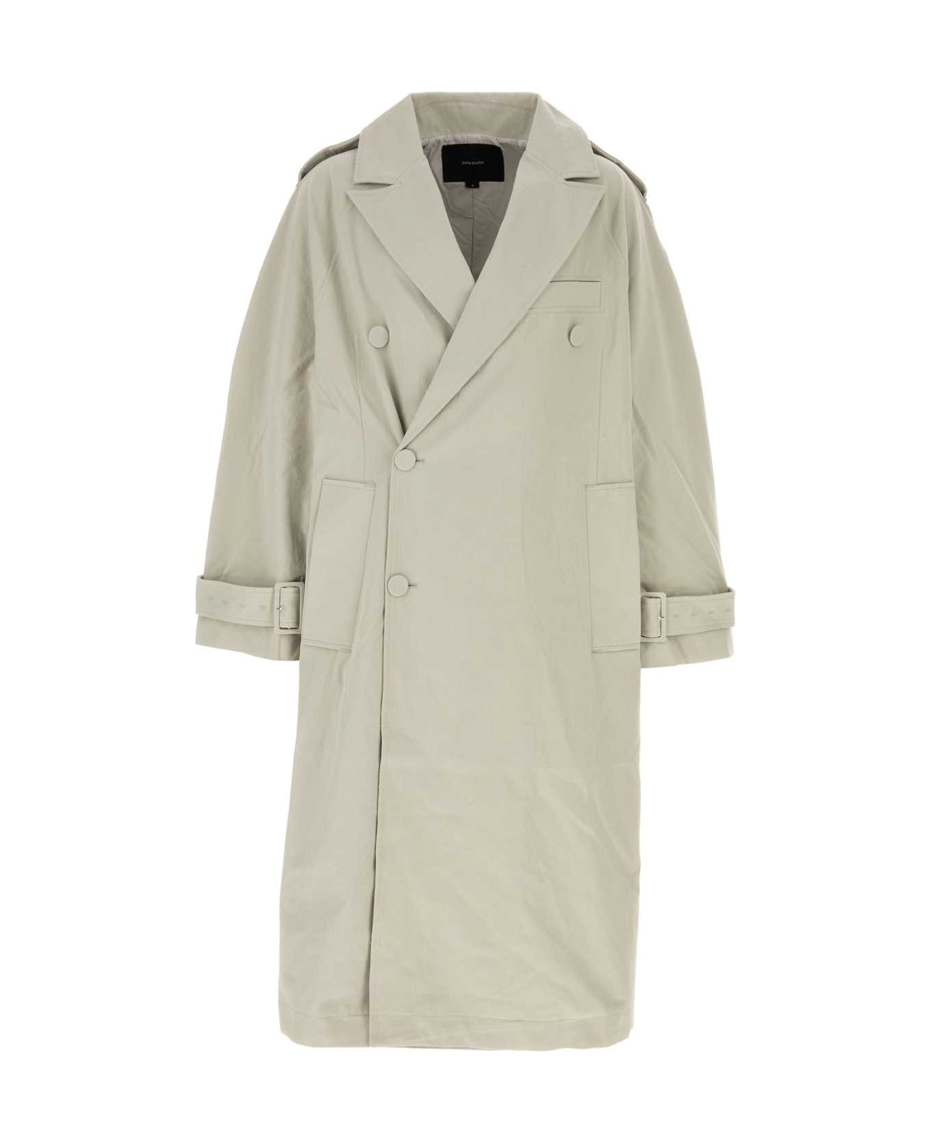 Entire Studios Pastel Green Cotton Trench Coat - PEWTER