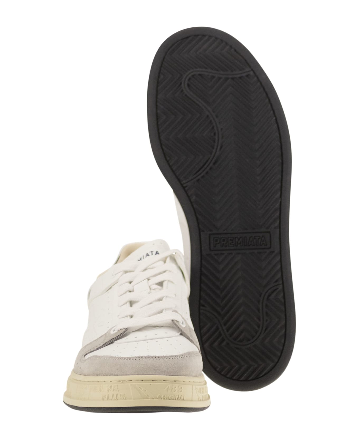 Premiata Quinn 7323 - Leather Trainers - White/blue