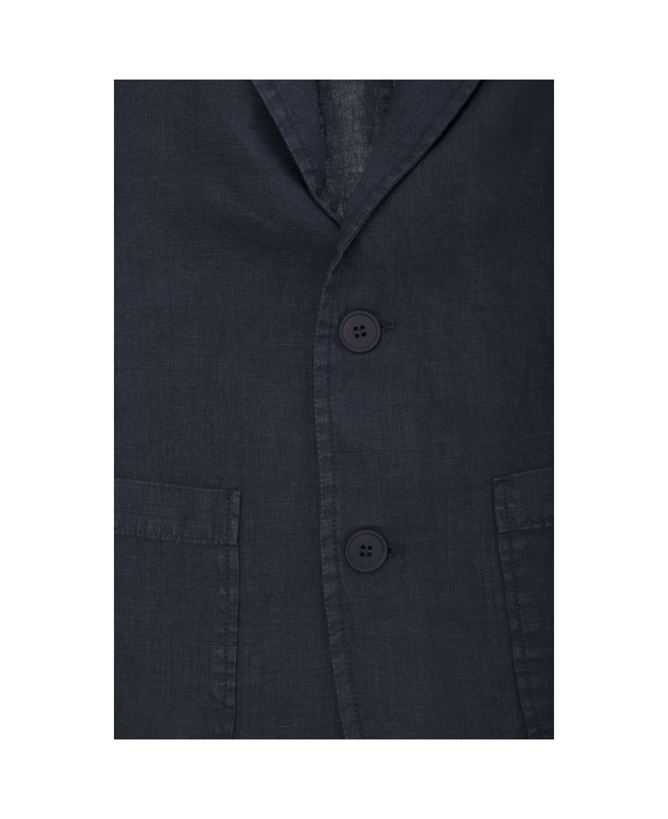Aspesi Blue Single-breasted Jacket With Patch Pockets In Linen Boy - Blu