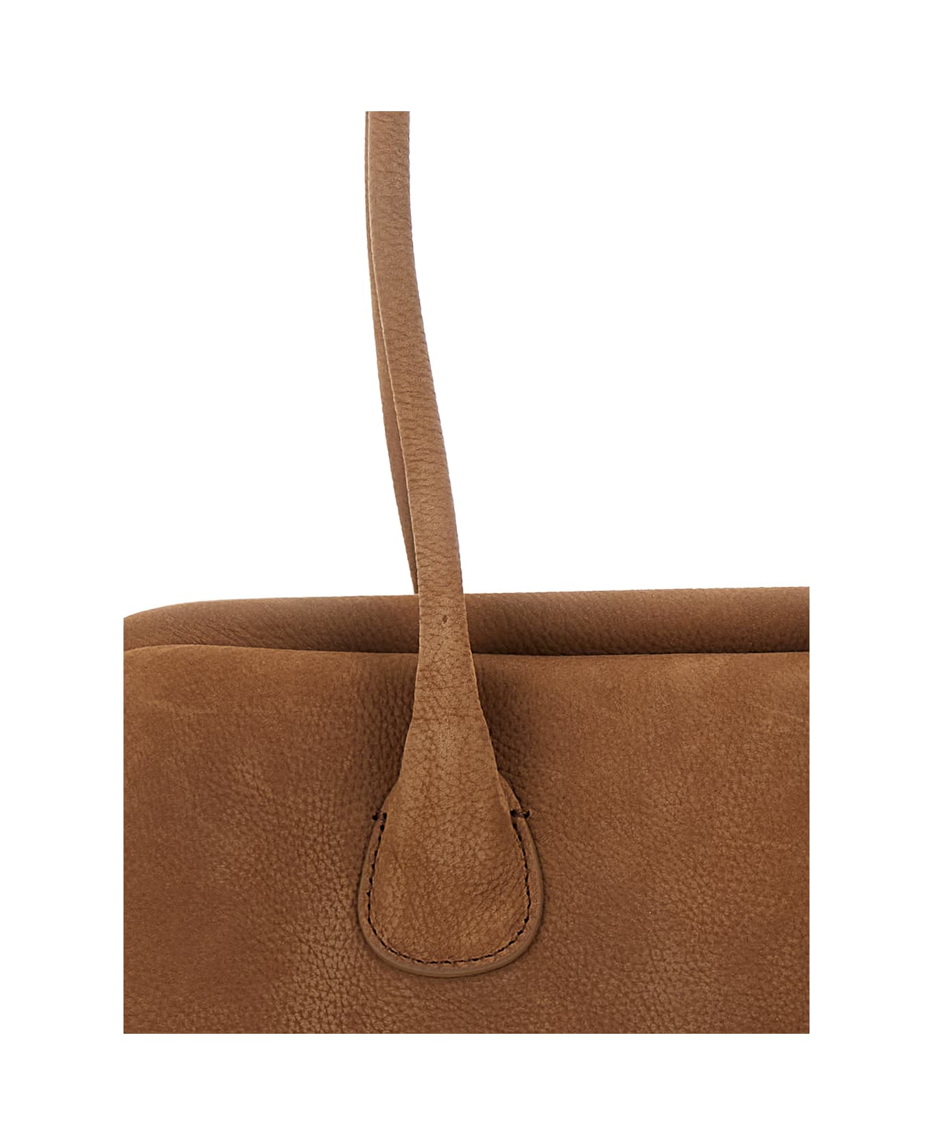 OSOI 
boat Wide Mini
 Brown Shoulder Bag With Round Handles And Logo Lettering On The Front In Nubuck Leather Woman - Beige