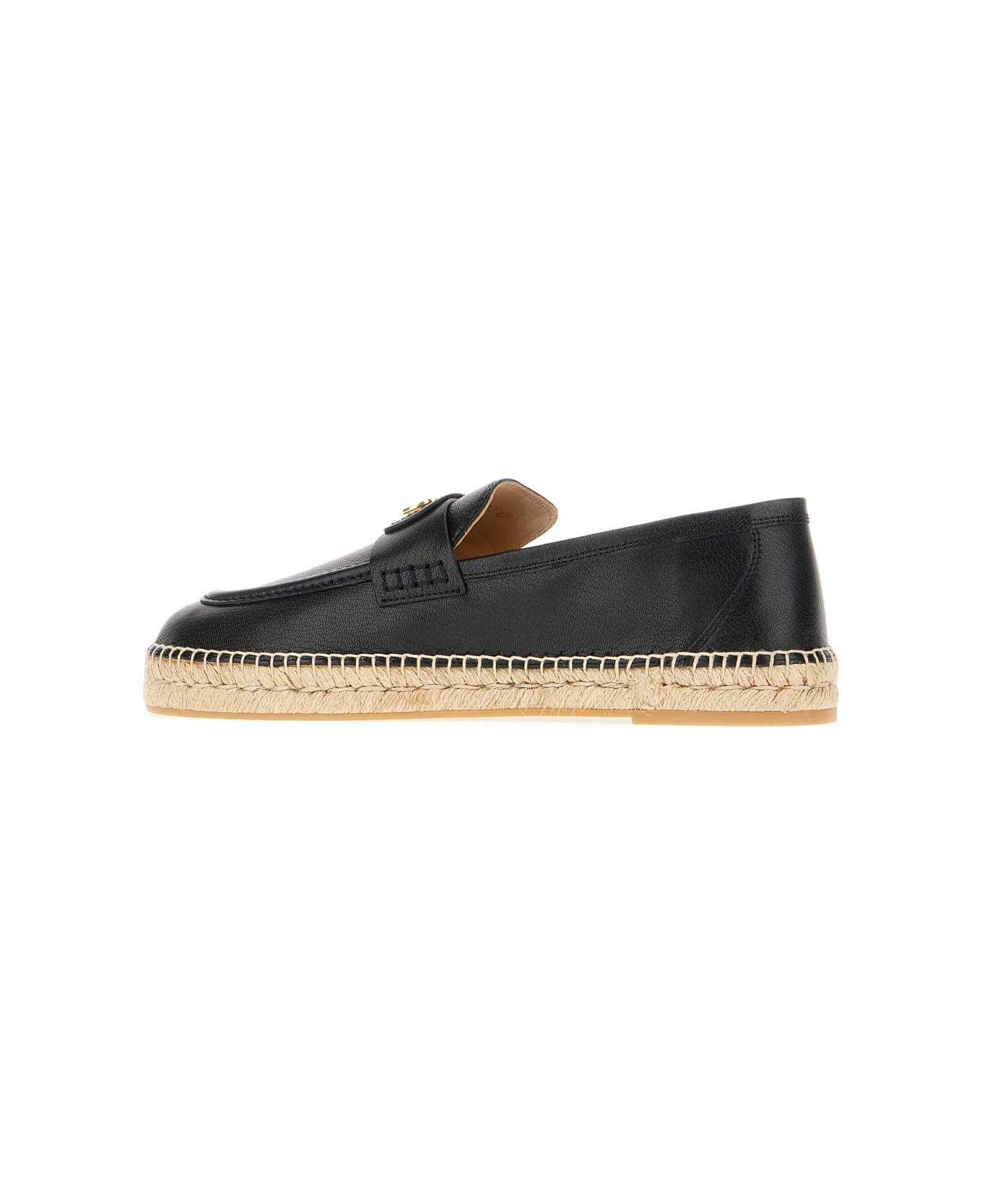 Black Leather Espadrilles - Thumbnail 1