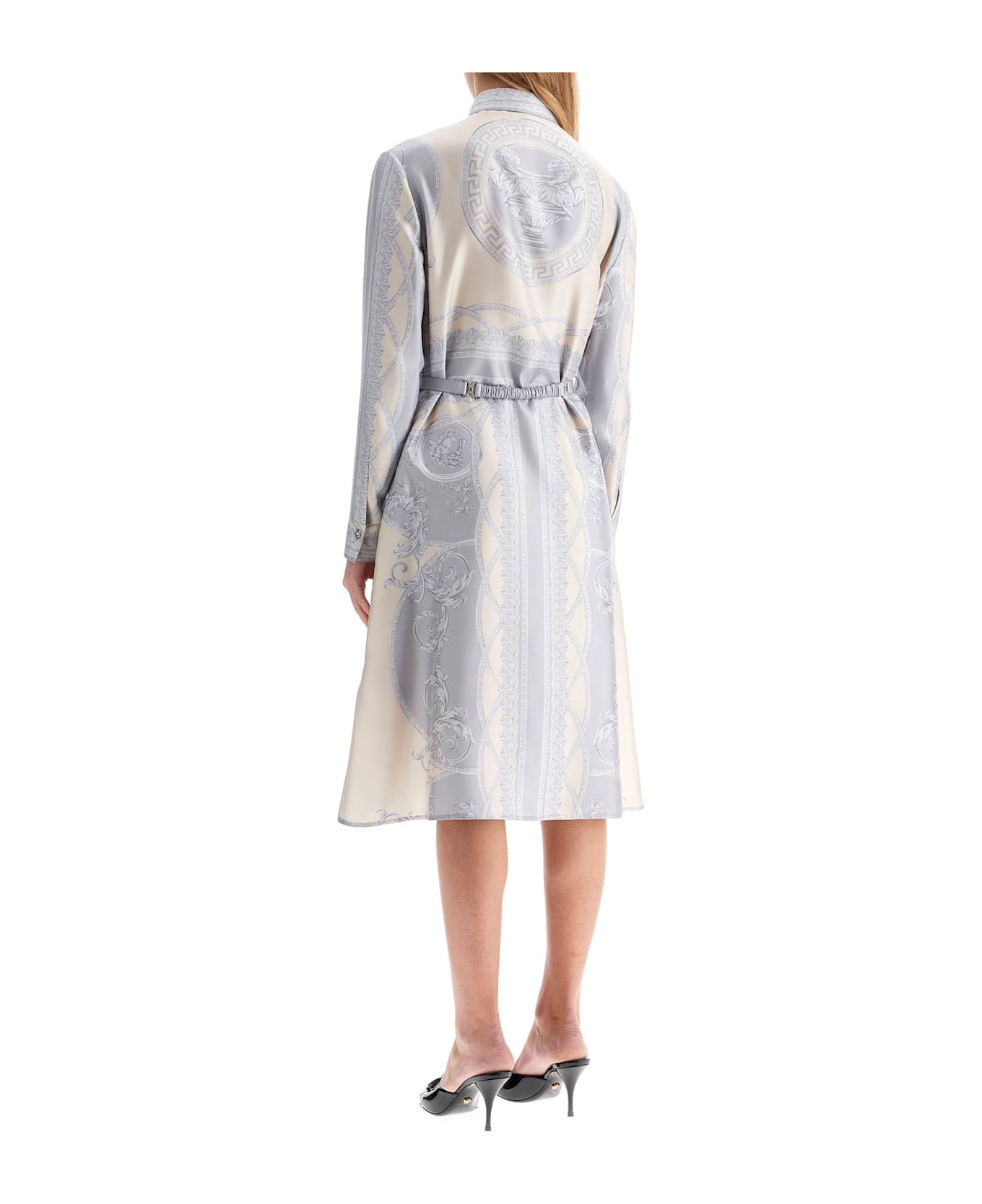 Versace Printed Silk Shirt Dress - SILVERGREYCHAMPAGNE