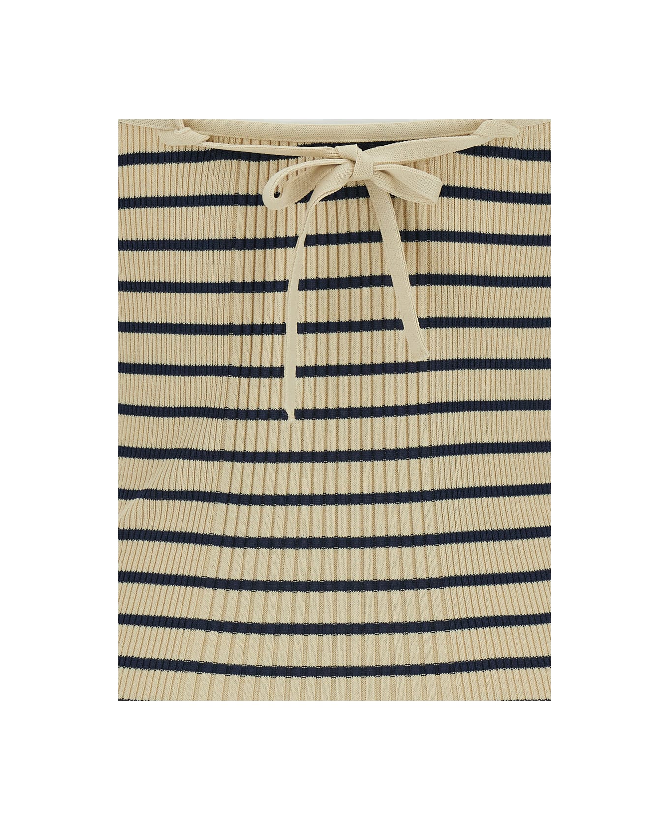 Low Classic Beige Halterneck Top With Stripe Motif In Rayon Blend Woman - Beige