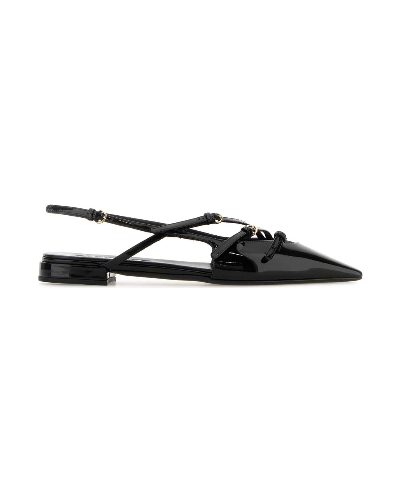 Miu Miu Black Leather Ballerinas - NERO