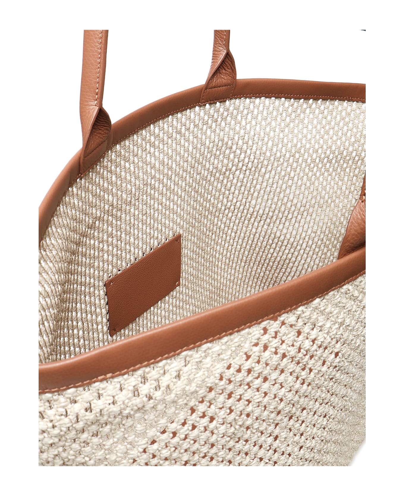 Eleventy Woven Tote Bag - SAND AND BROWN