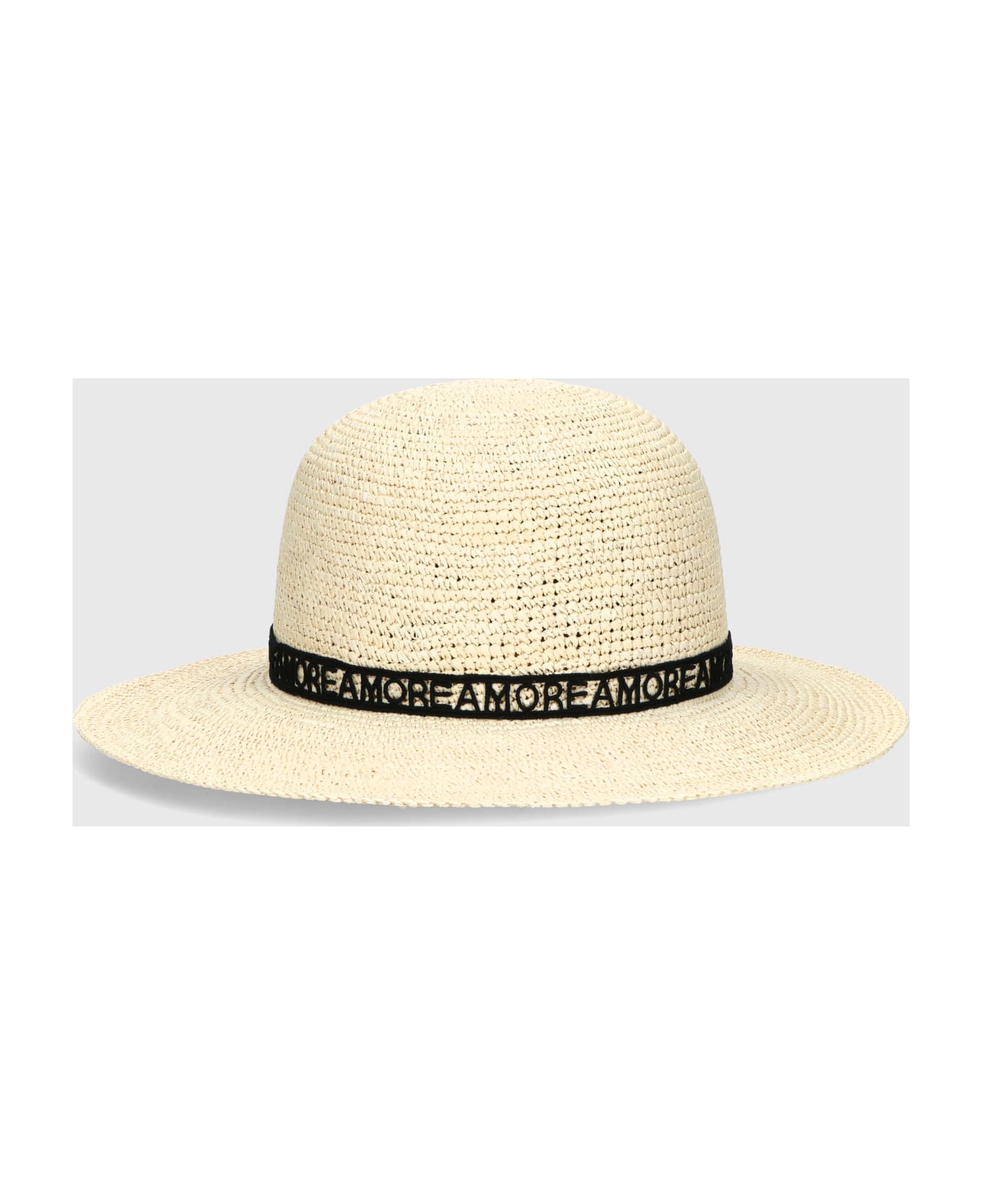 Borsalino Violet Panama Crochet - NATURAL, PATTERNED BLACK HAT BAND 帽子