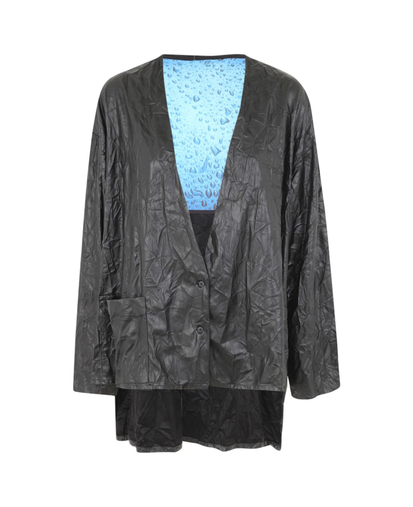 Maria Calderara Crinkled Faux Leather Sweater - Black