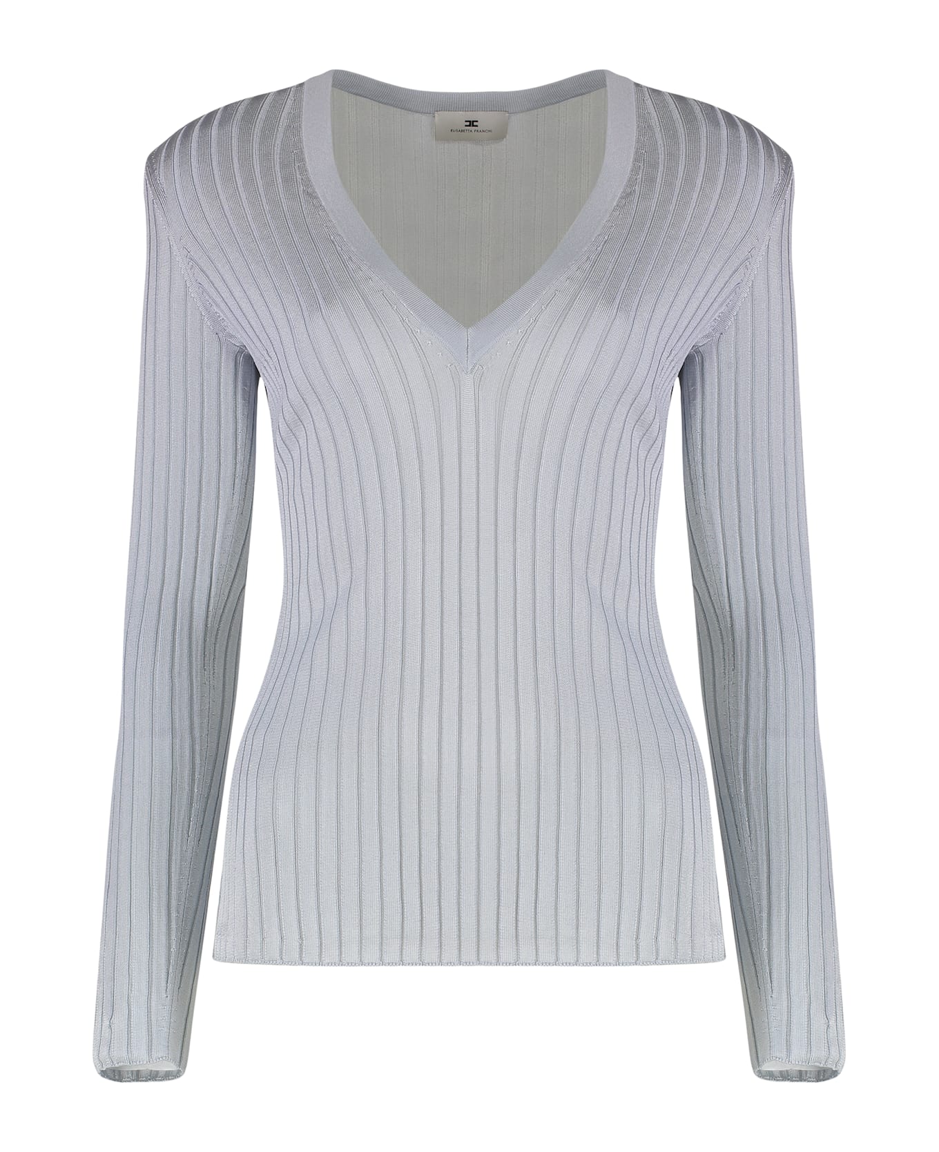 Elisabetta Franchi Long Sleeve Top In Viscose - Light Blue