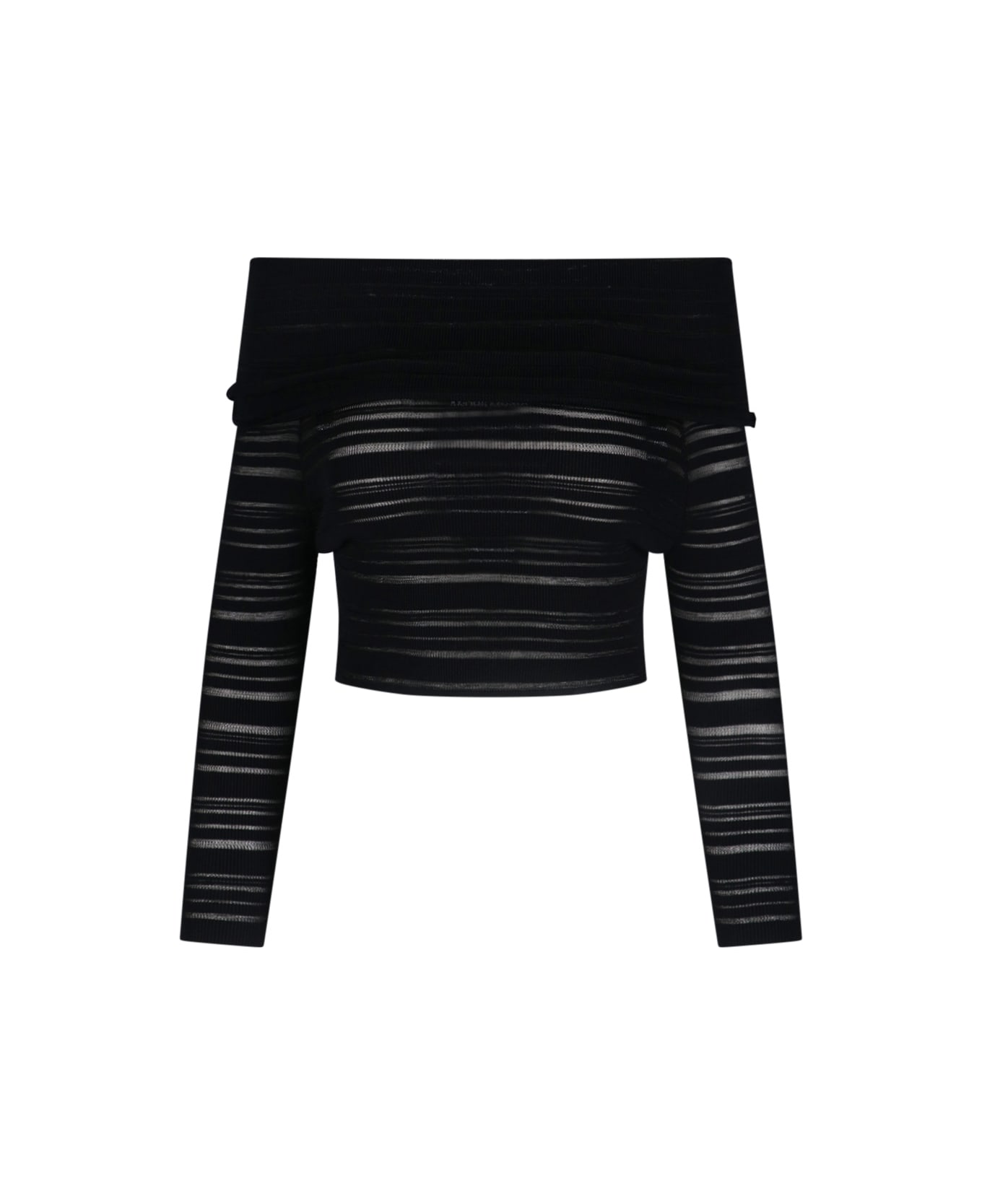 ANDREĀDAMO Striped Crop Top - Black  