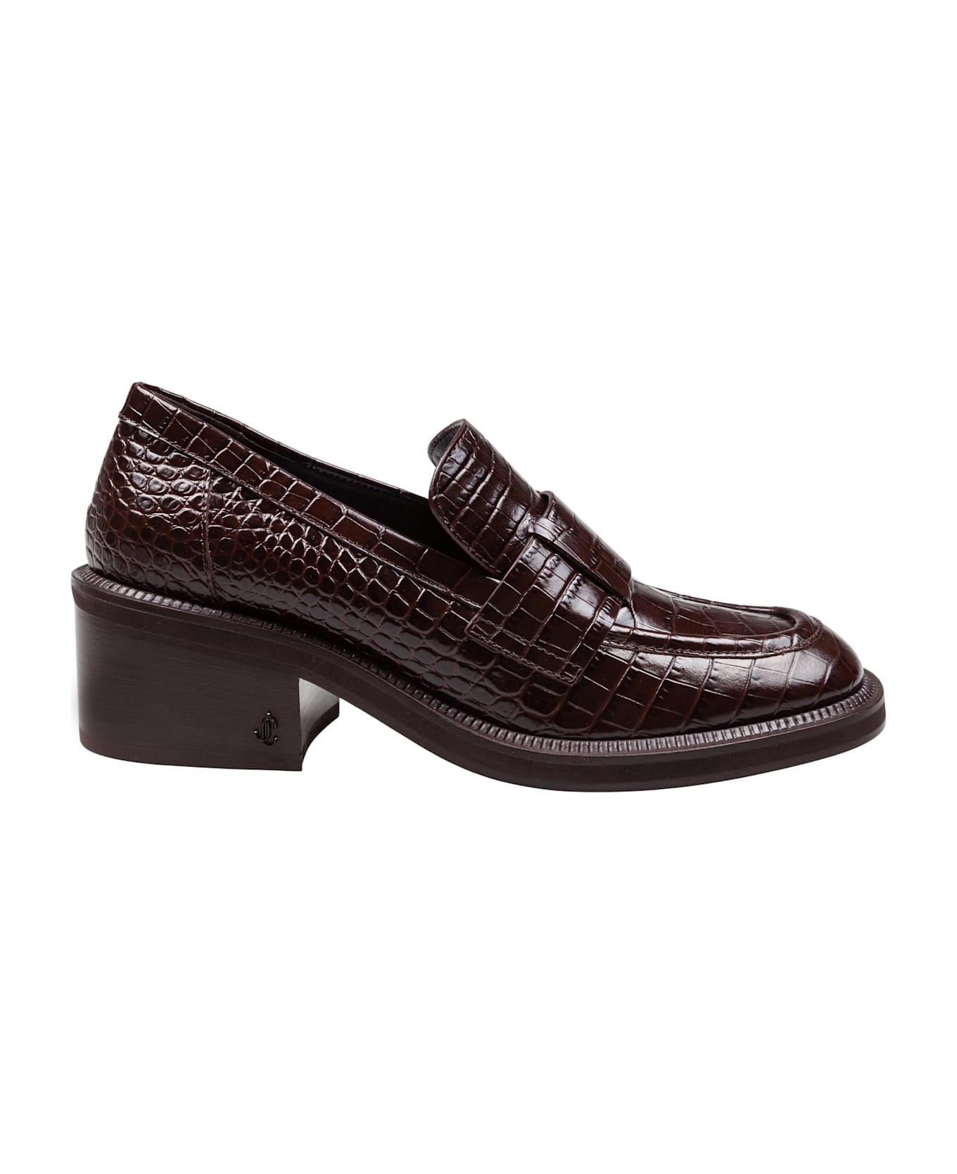 Jimmy Choo Tylor Loafer In Crocodile Print Leather, Chocolate Color - Chocolate