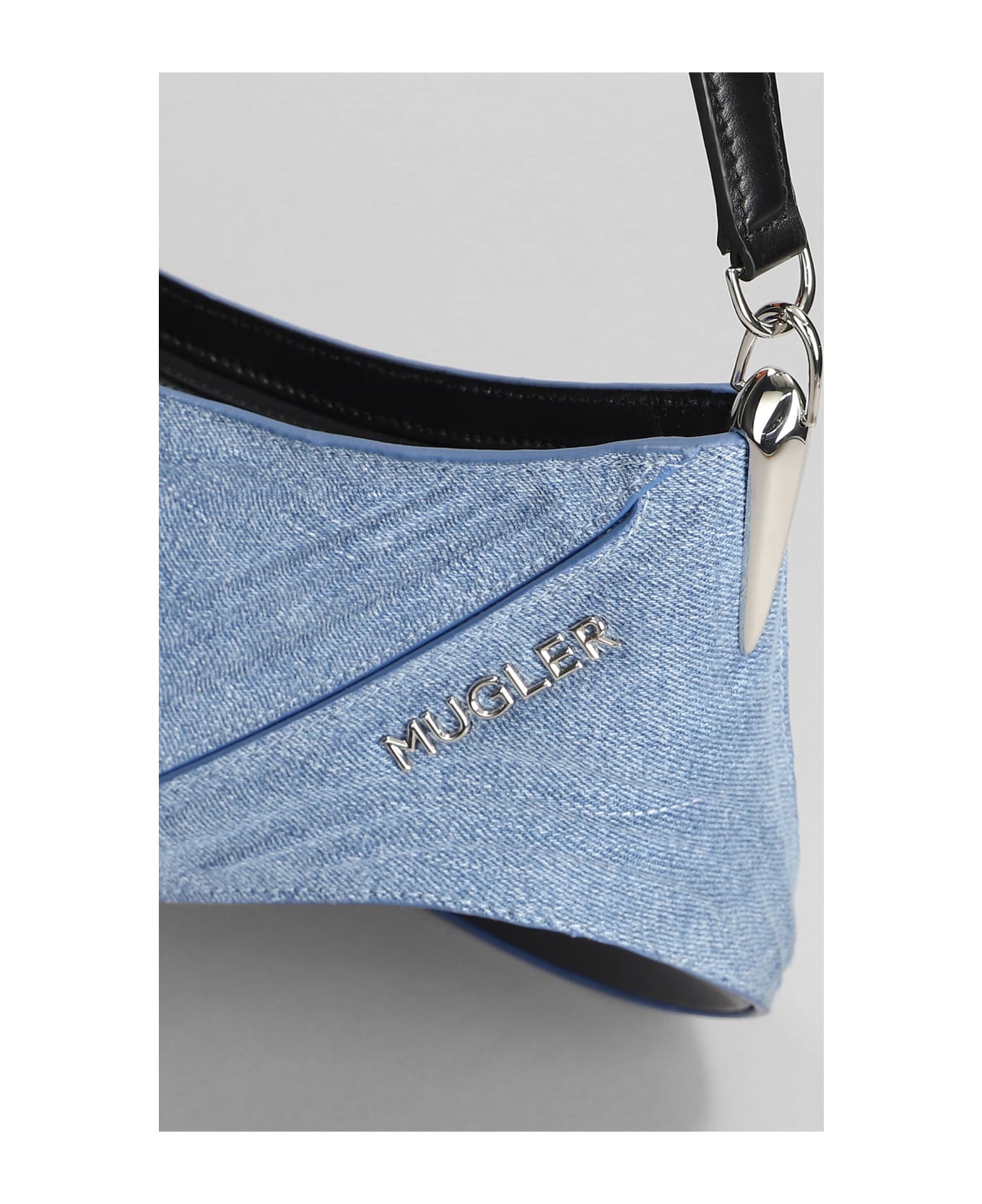 Mugler Shoulder Bag In Blue Denim - blue