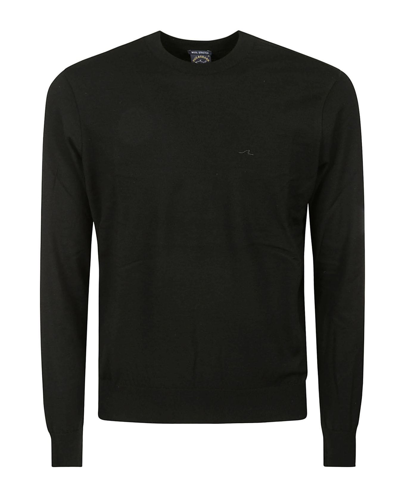 Paul&Shark Wool Stretch Crewneck With Embroidery - Black ニットウェア