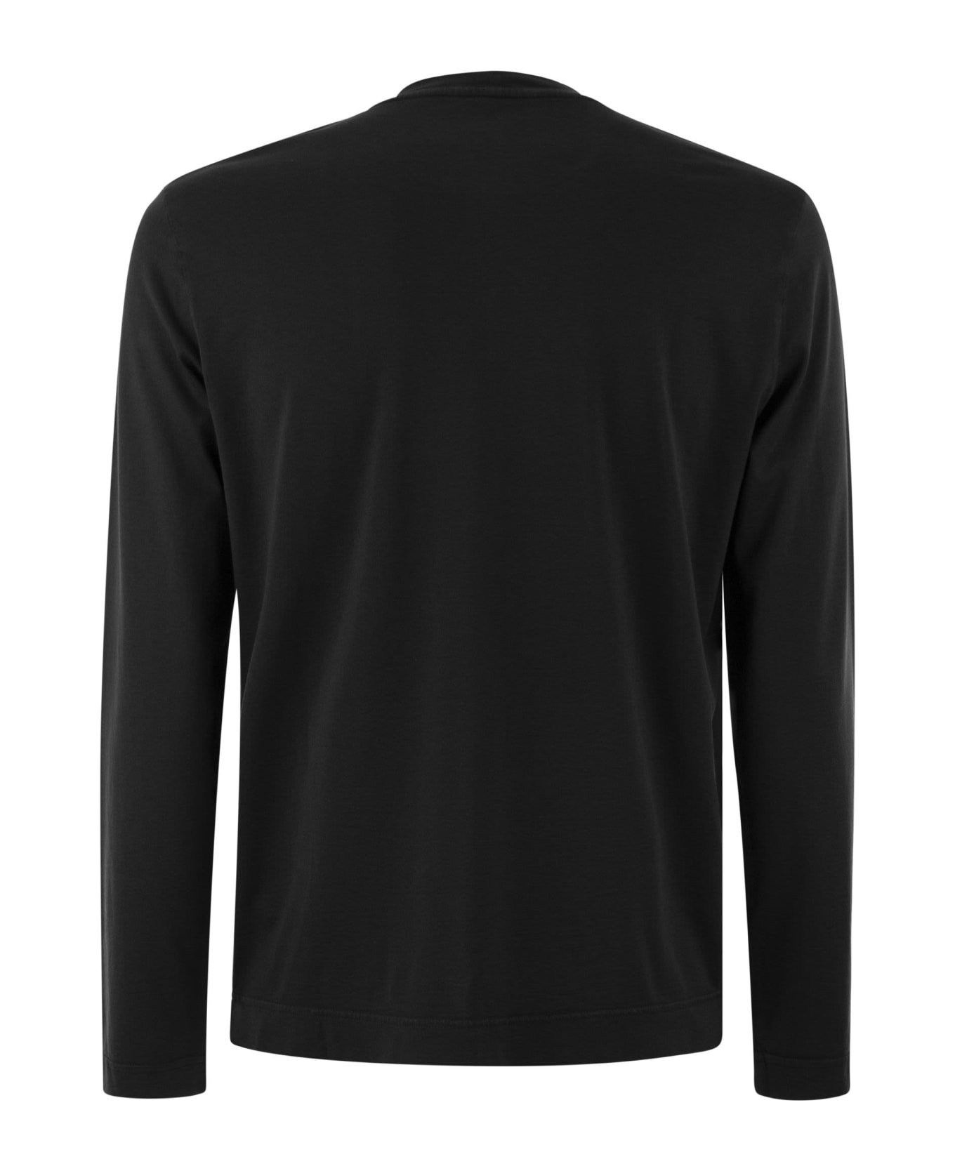 Fedeli Long-sleeved Cotton T-shirt - Black