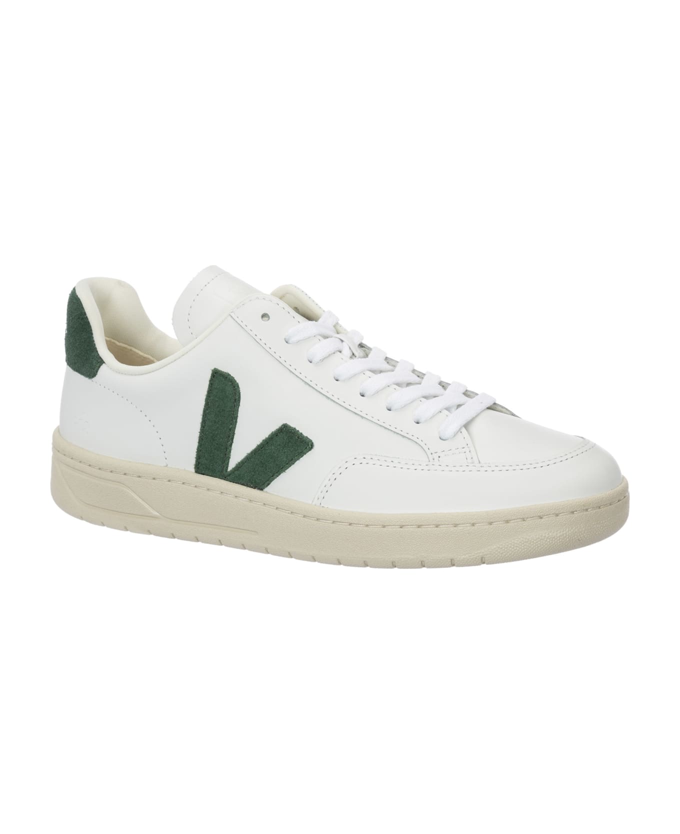 Veja V-12 Leather Sneakers - White/cyprus