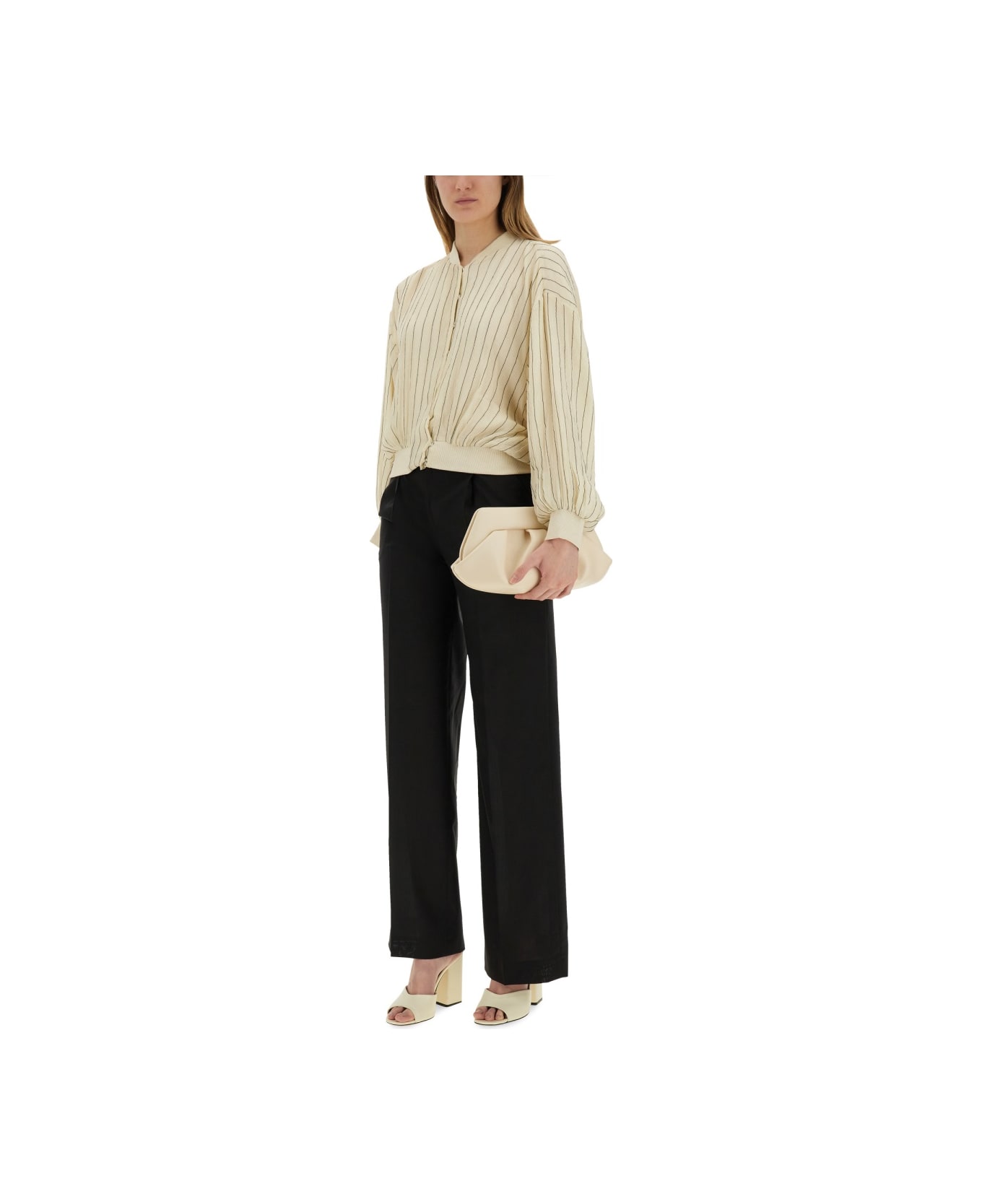 Alysi Silk Bomber Jacket - IVORY