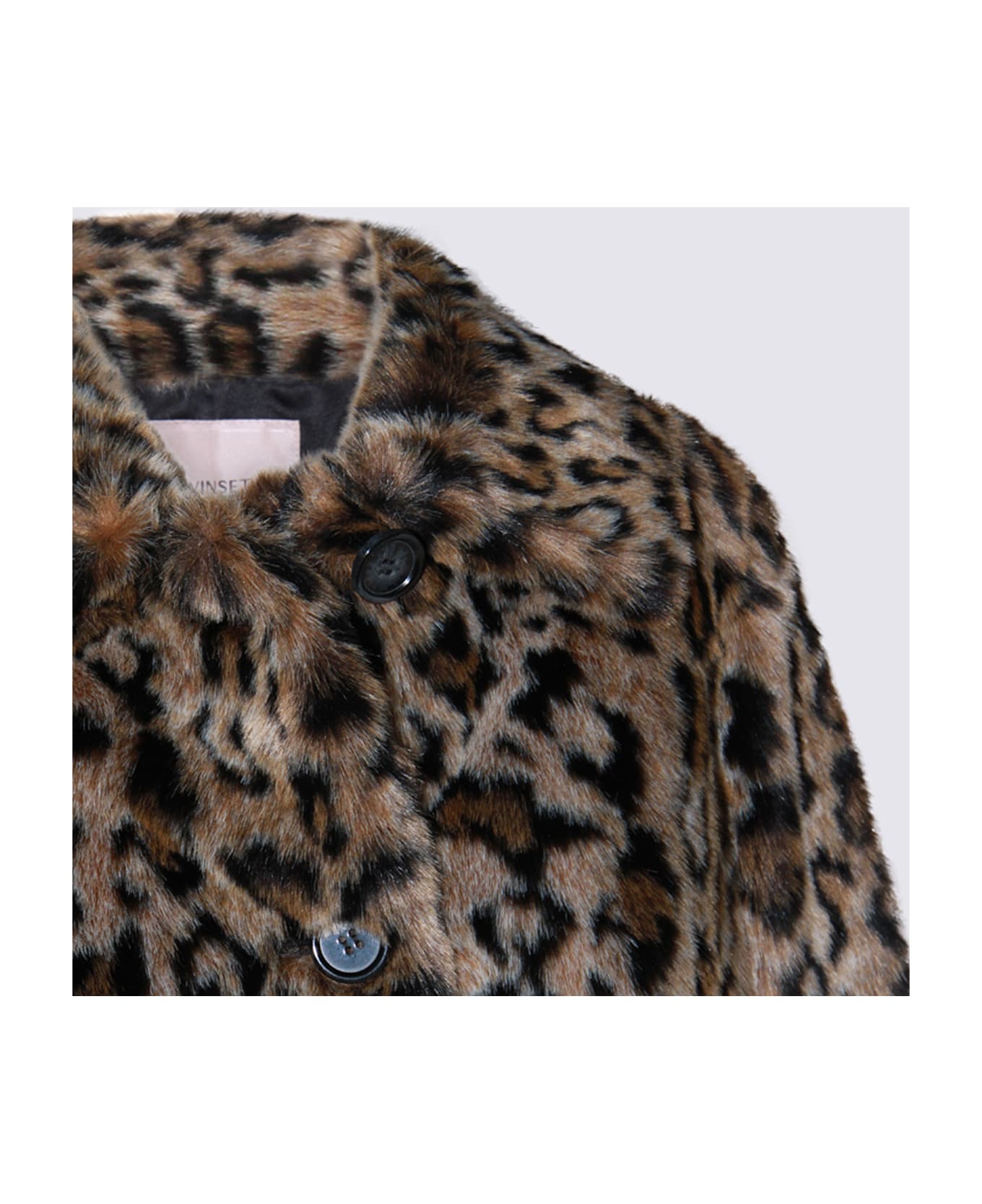 TwinSet Animal Print Coat - JACQ.ANIMALIER NERO/COFFEE