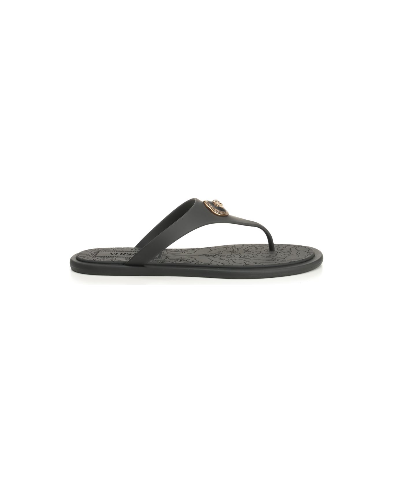 Versace 'alia' Flat Rubber Sandals - Black