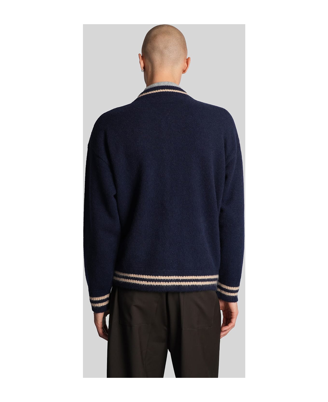Laneus Bomber Jacket In Blue Cashmere - blue