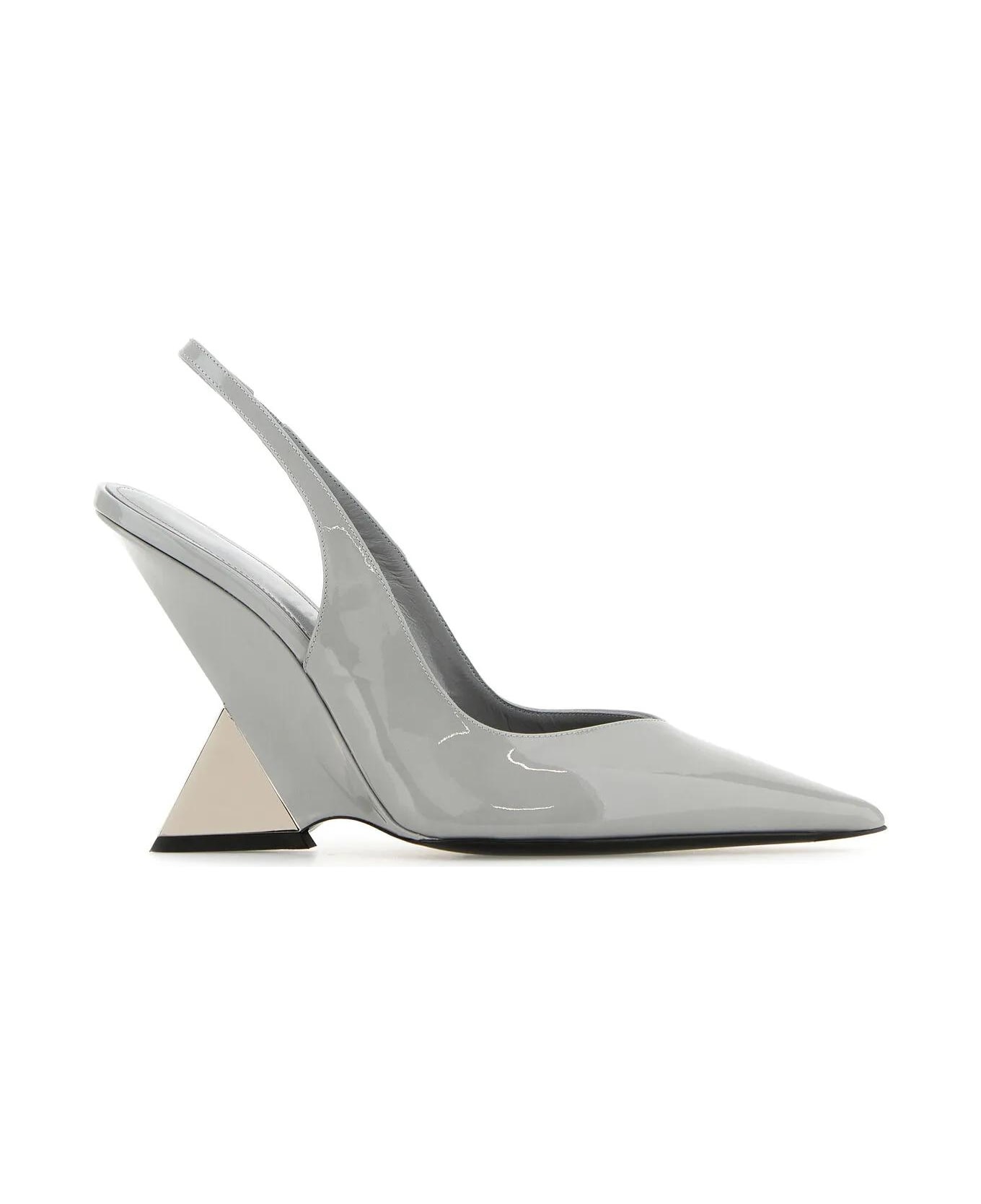 The Attico Grey Leather Cheope Pumps - GREY/NICHEL