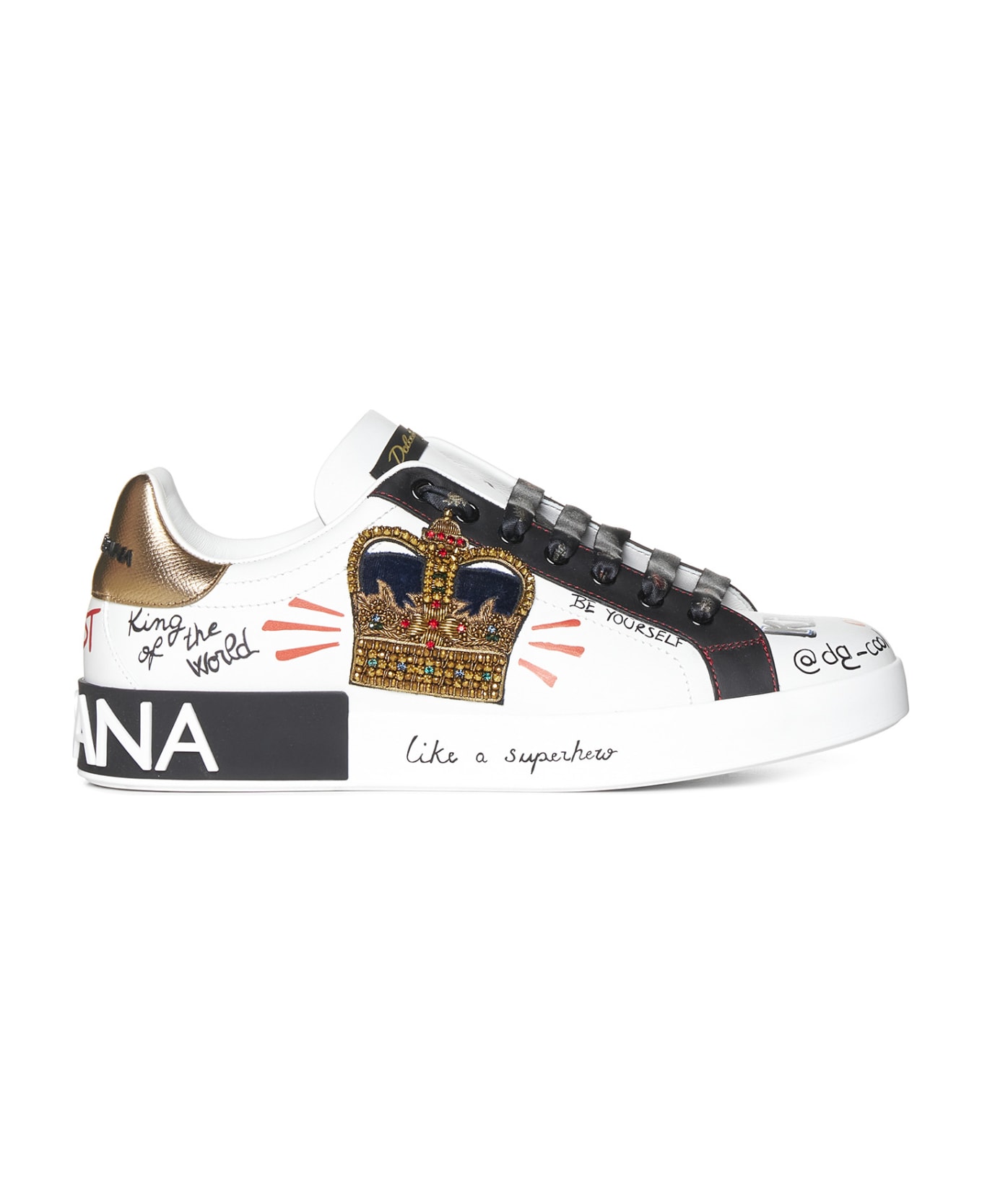 Dolce & Gabbana Portofino Sneakers With Patch And Embroidery - WHITE スニーカー