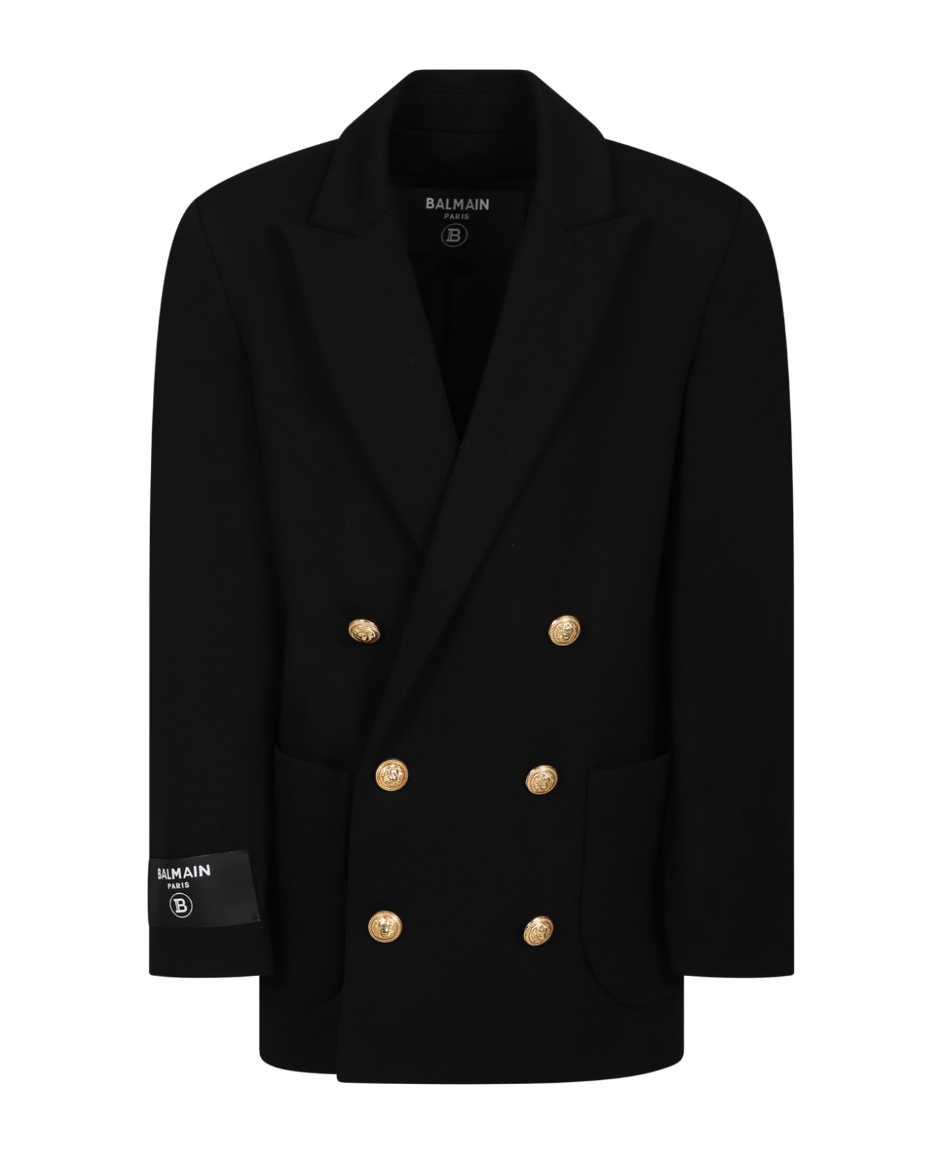 Balmain Black Jacket For Girl With Iconic Buttons - Black