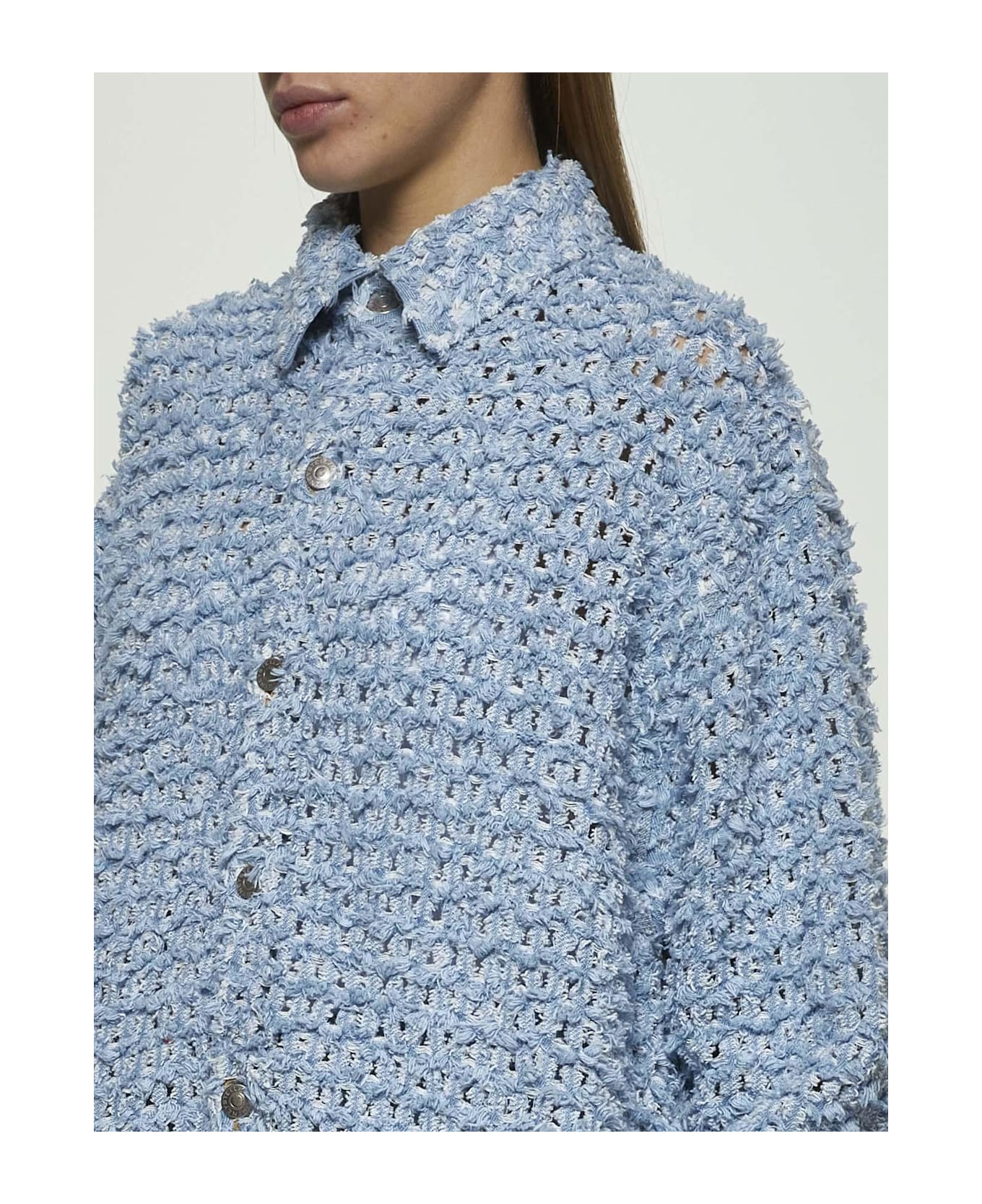 Stella McCartney Light Blue Bouclé Denim Shirt - Blu