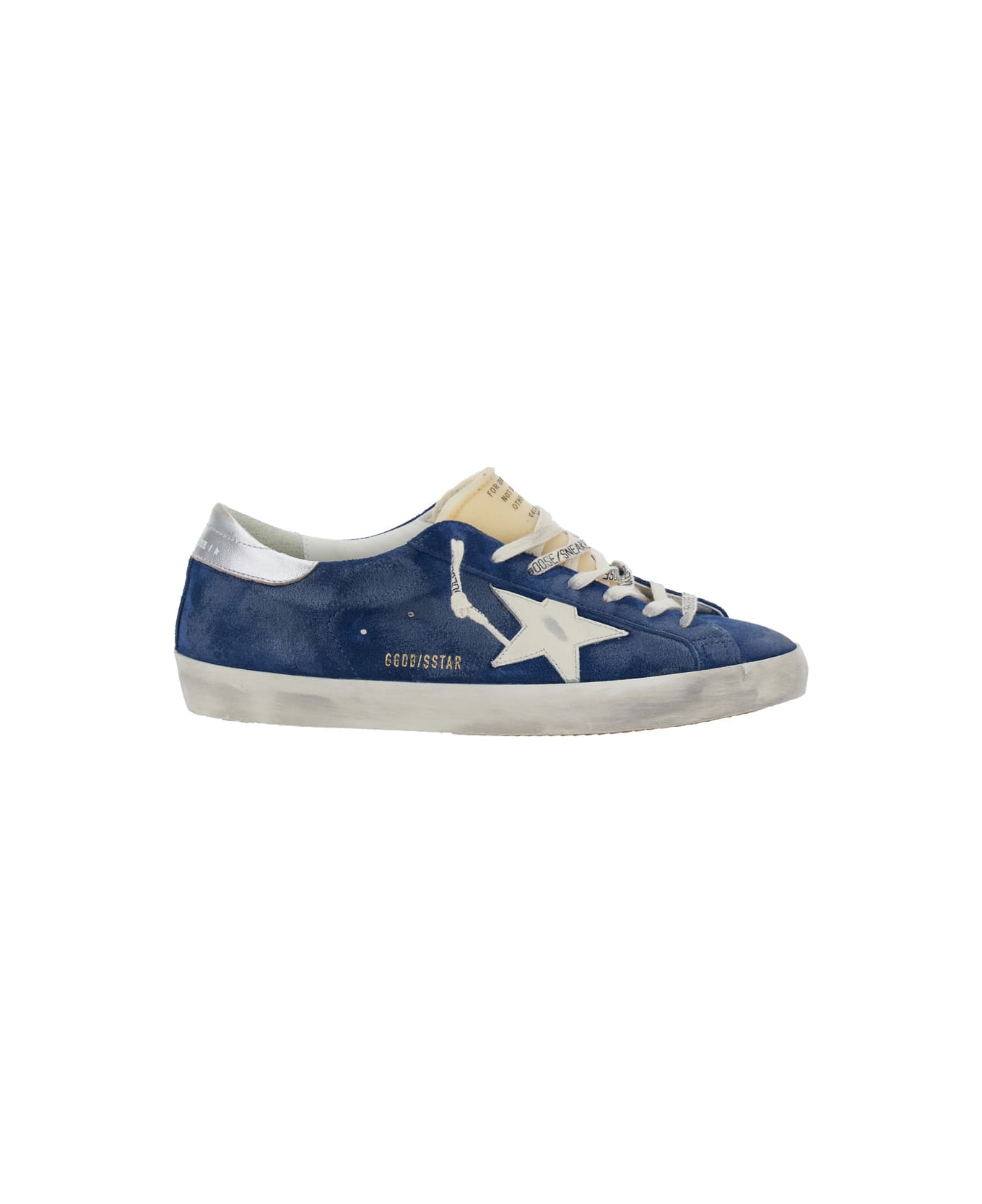 Golden Goose Super-star Suede Upper And Toe Foam Tongue Leather Star Laminated Heel - Blu