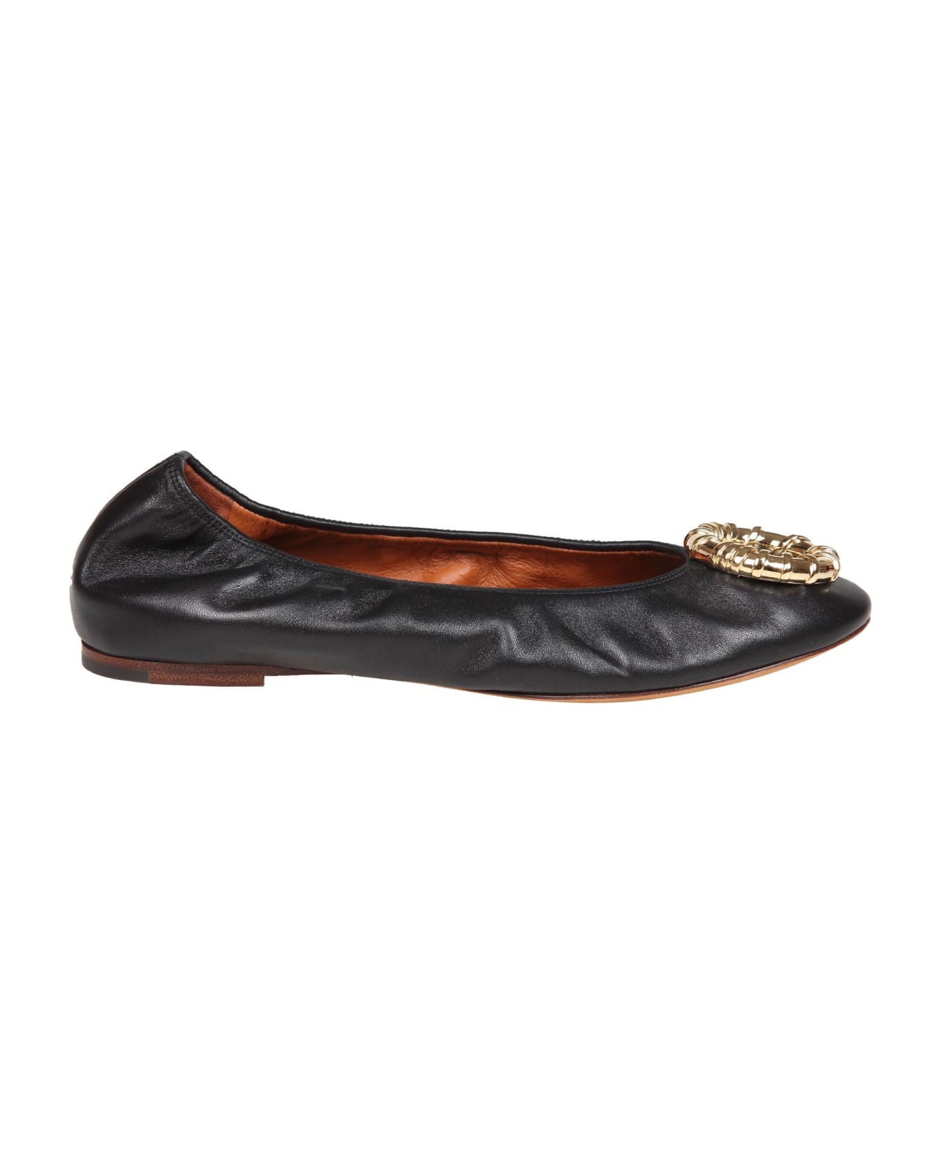 Lanvin Nappa Ballerina With Black Buckle - Black