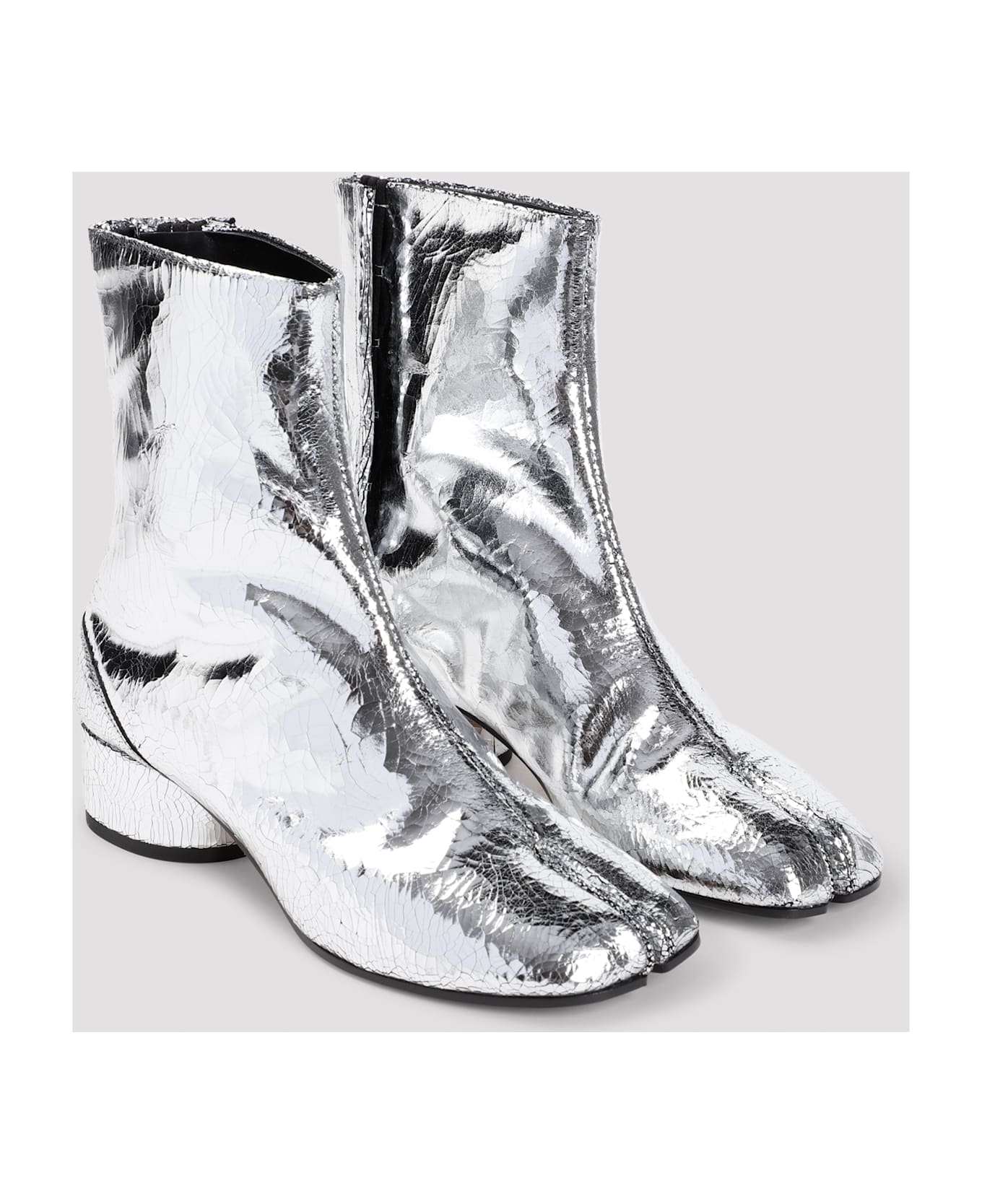 Maison Margiela Tabi Mirror Split-toe Ankle Boots - Silver