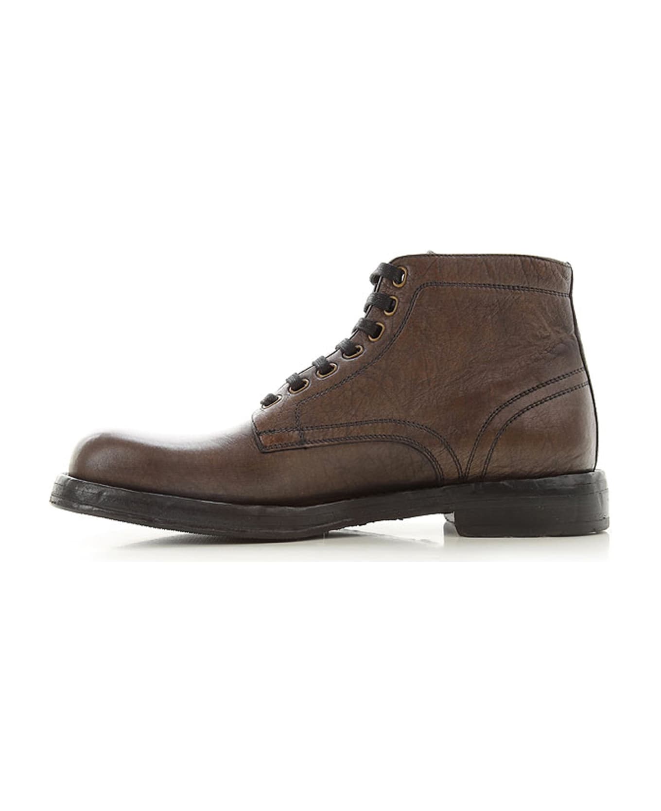 Dolce & Gabbana Leather Ankle Boots - Brown ブーツ