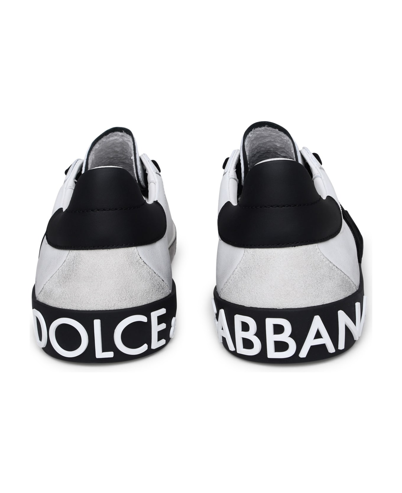 Dolce & Gabbana White Leather Sneakers - BIANCO/NERO