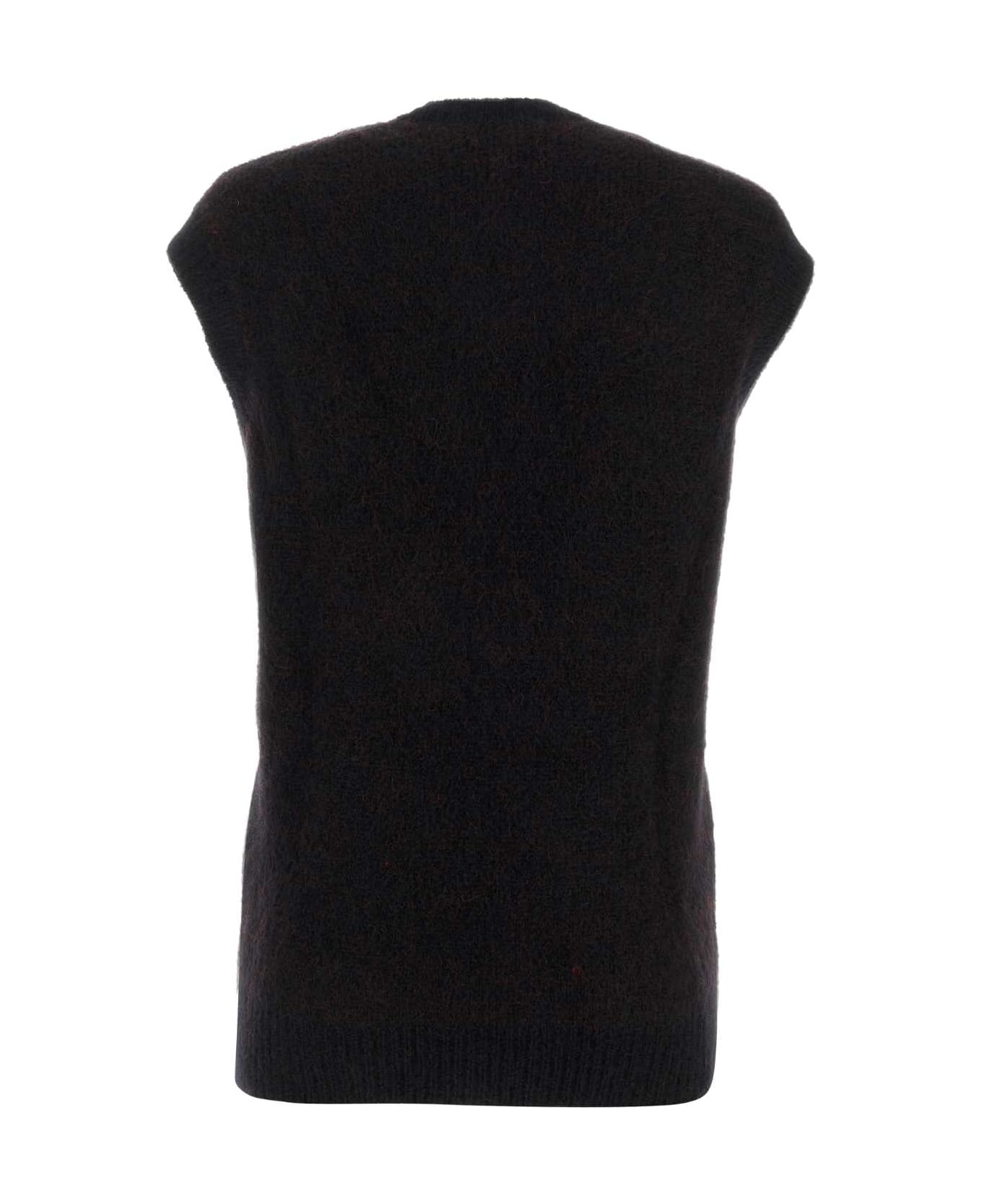 Alessandra Rich Black Stretch Mohair Blend Sweater - BLACK