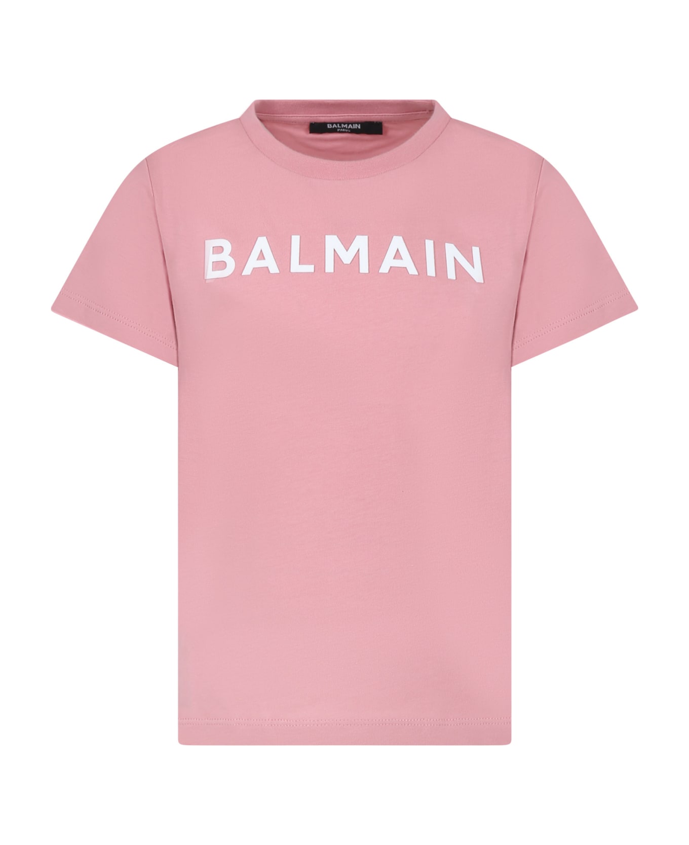 Balmain Pink T-shirt For Girl With Logo - Pink