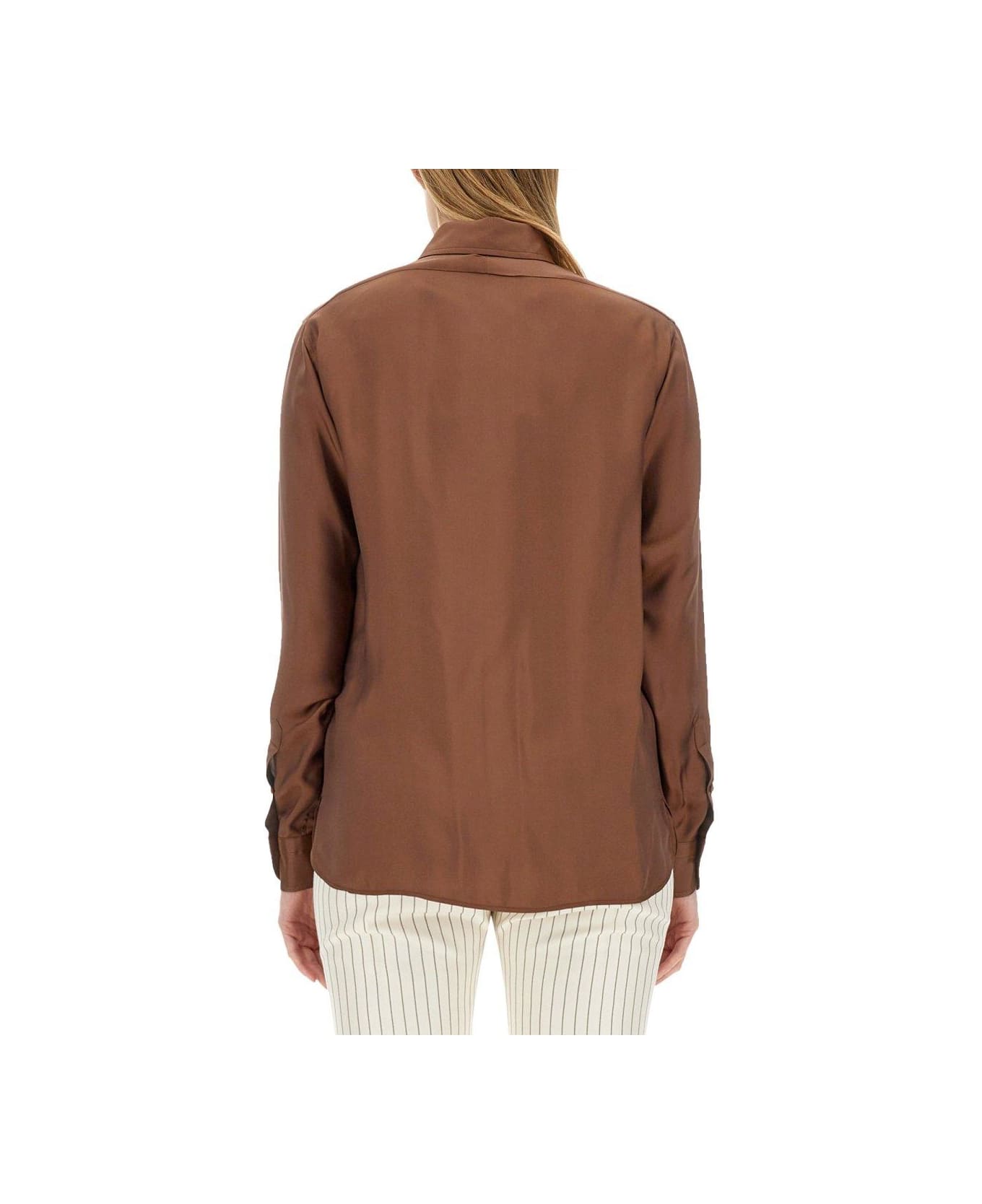 Tom Ford Pleated Longsleeved Shirt - BROWN