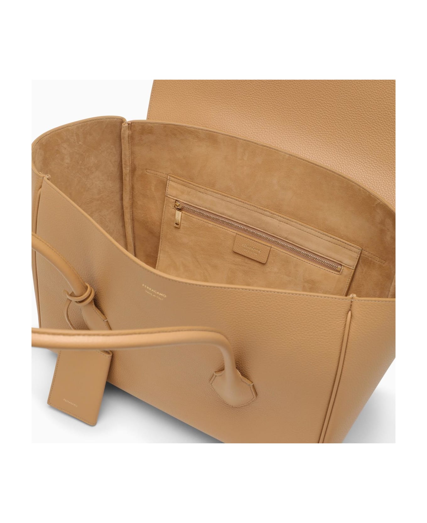 Ferragamo Camel-coloured Leather Tote Bag L - Beige トートバッグ