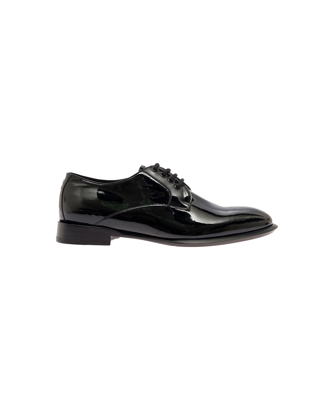 Alexander McQueen Black Oxford Shoes In Patent Leather Man - Black ローファー＆デッキシューズ