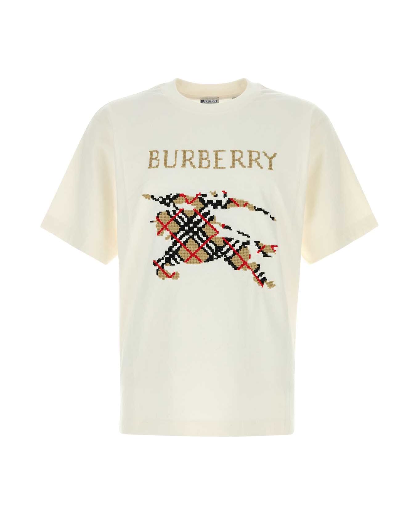 Burberry White Cotton T-shirt - CHALK