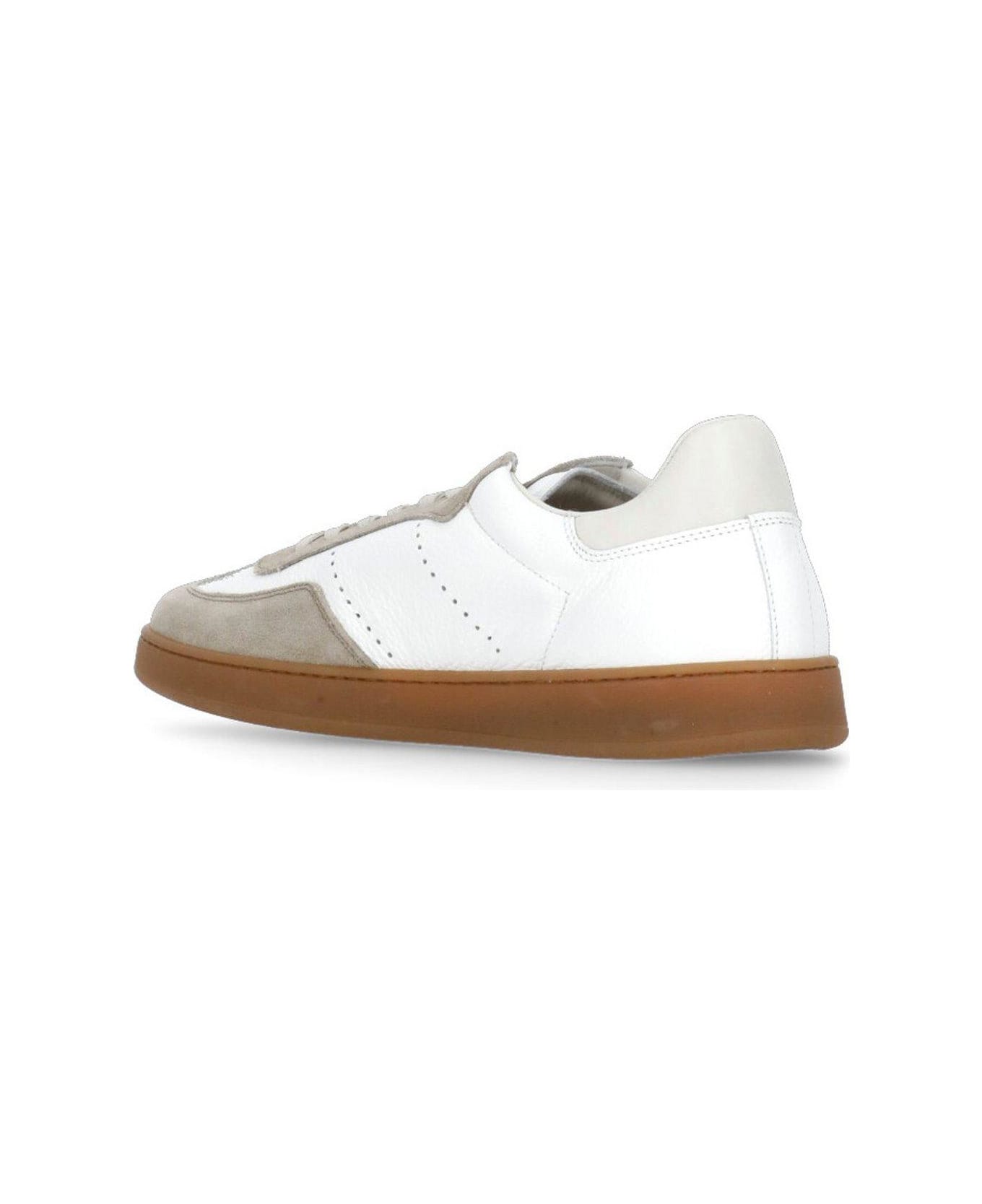 Woolrich Logo Printed Lace-up Sneakers - Beige Bianco