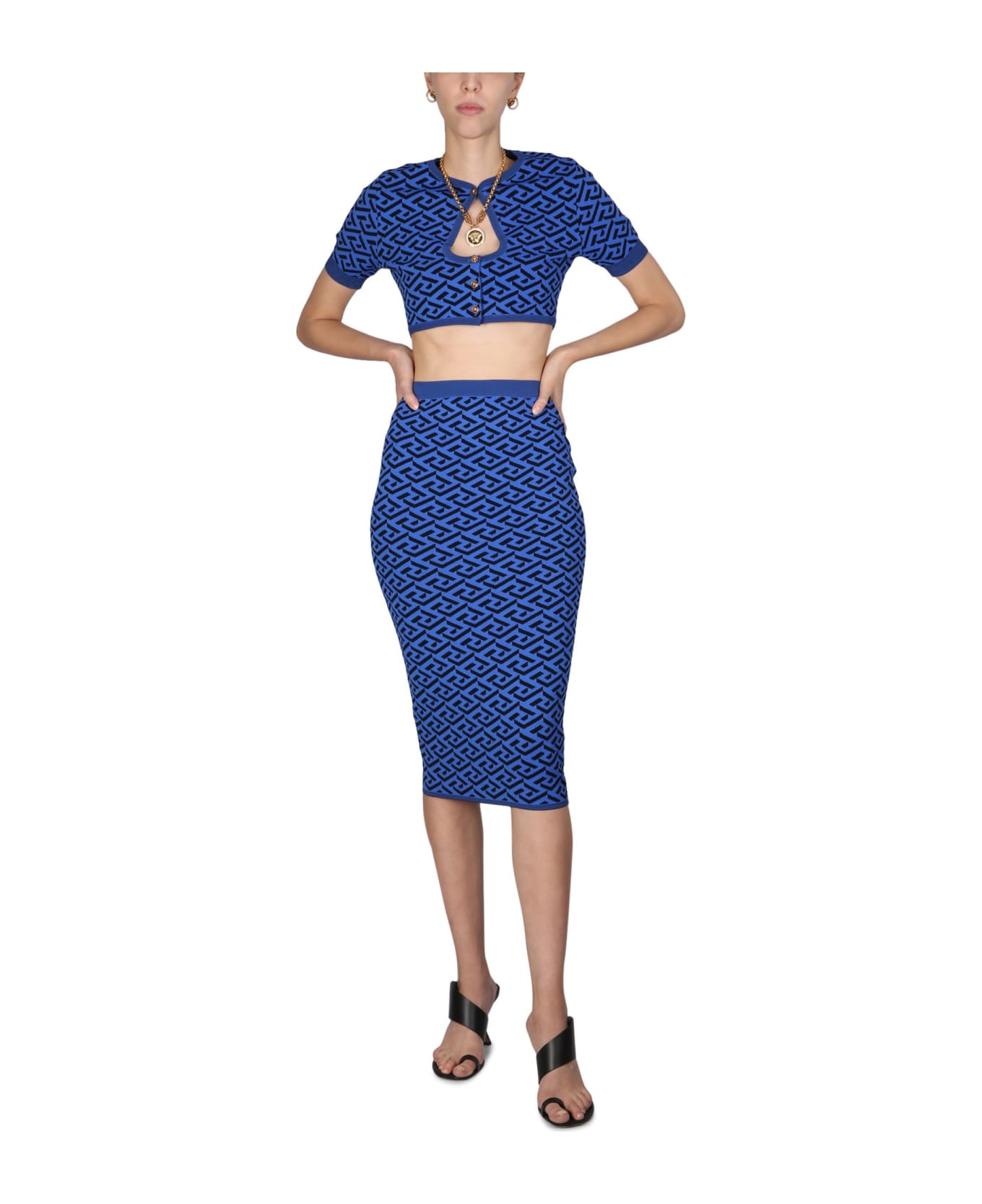Versace La Greca Midi Skirt - BLU