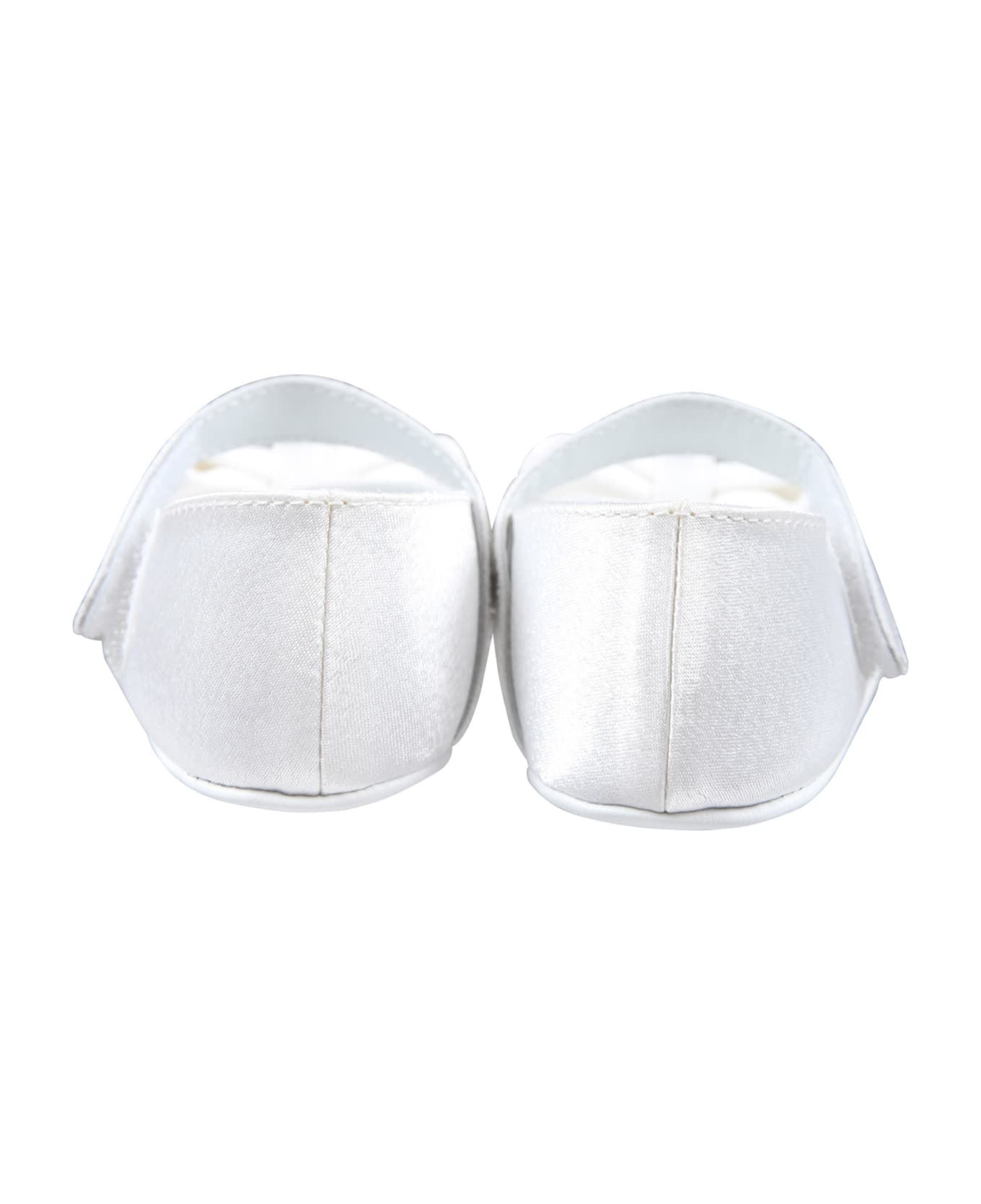 Balmain White Shoes For Baby Girl With Logo And Bow - White