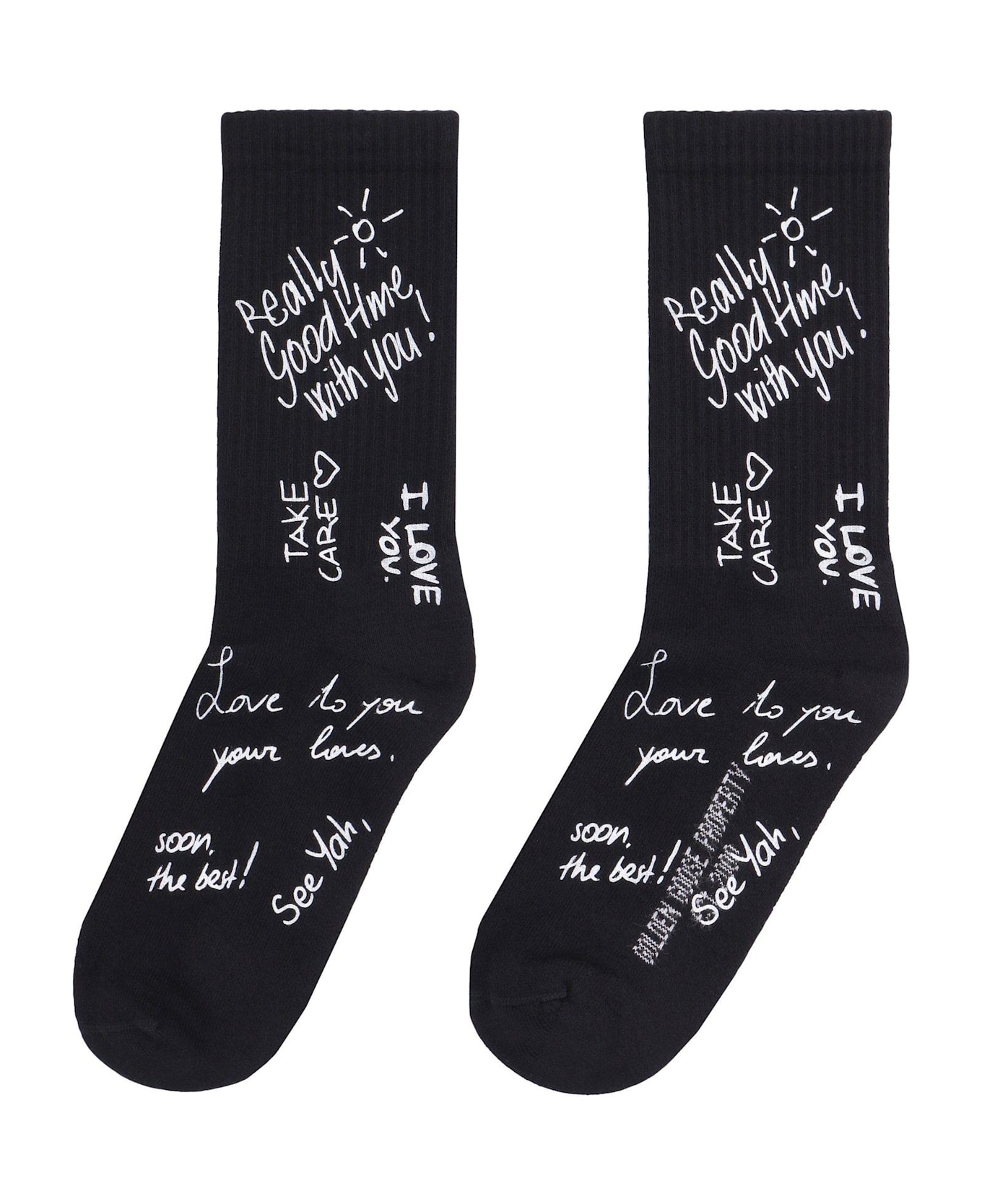 Golden Goose Slogan Printed Socks - BLACK/WHITE