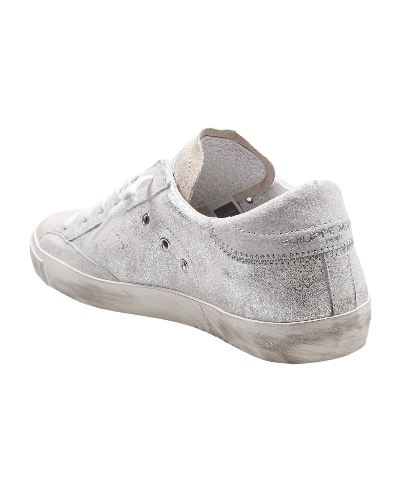 Philippe Model Sneakers Prsx Low In Laminated Leather Silver - metal