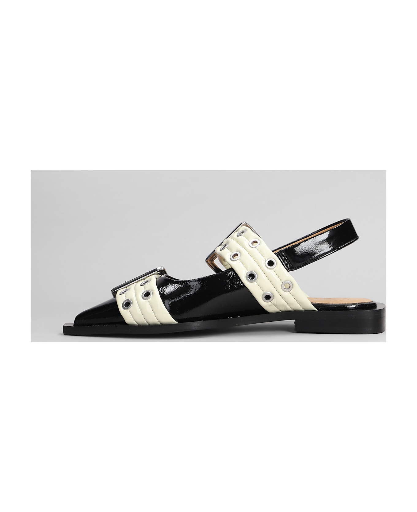 Ganni Ballet Flats In Black Polyuretan - black